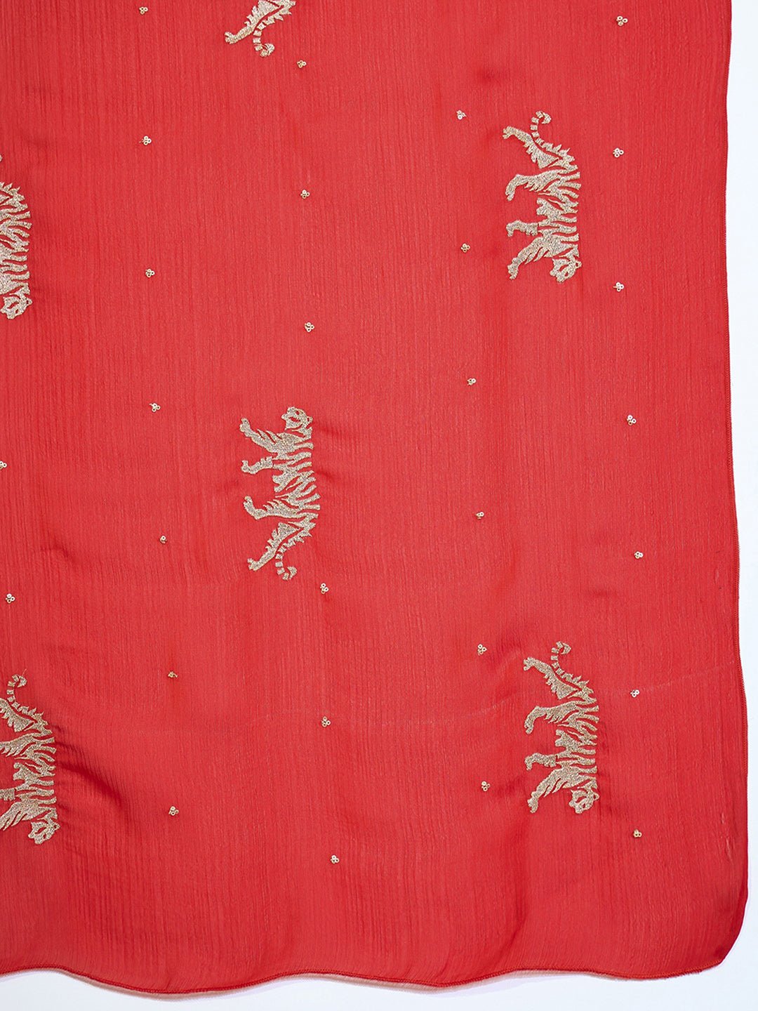Red Satin Saree - Ressa