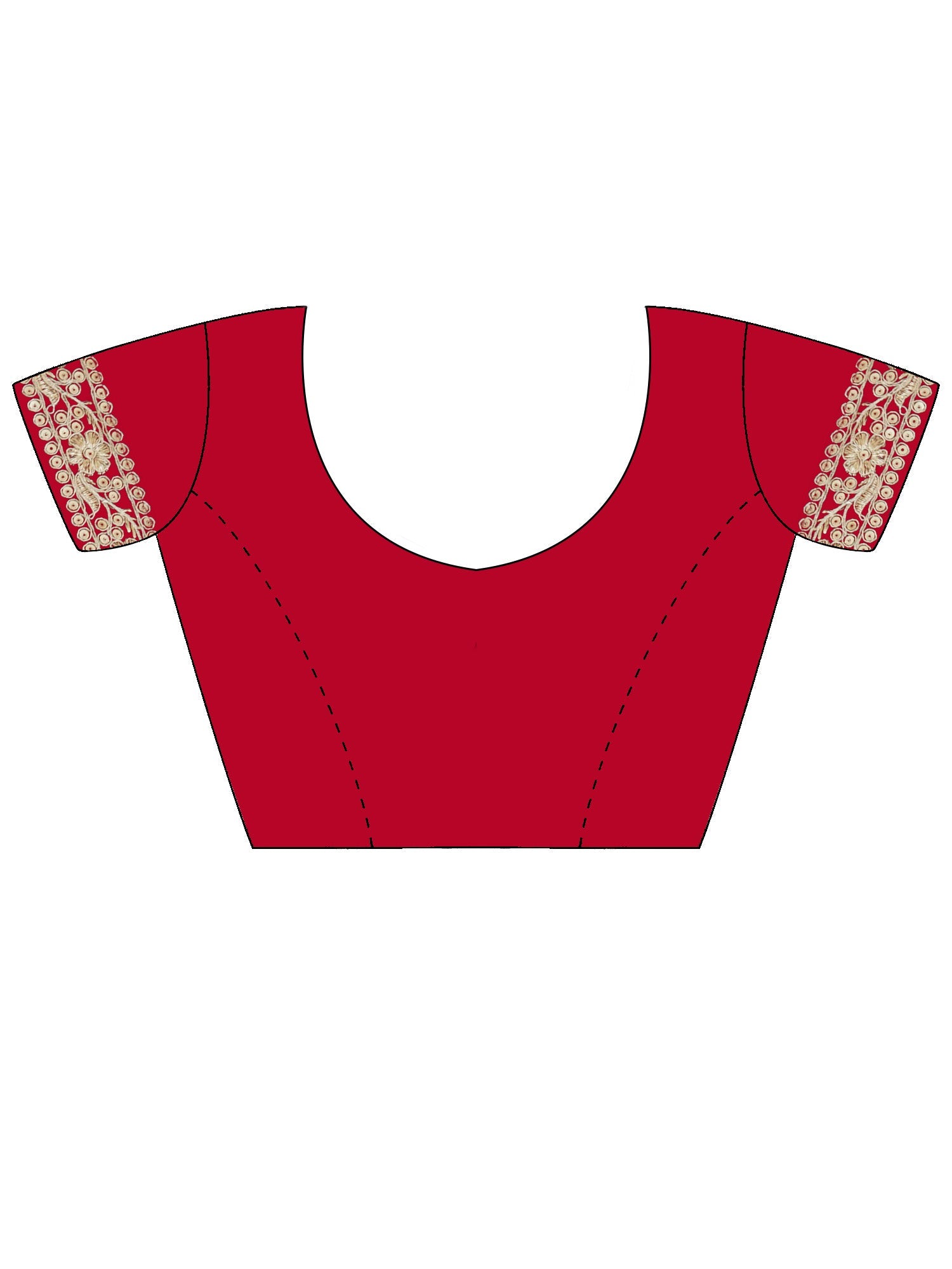 Red Satin Saree with Gold Sequin - Ressa