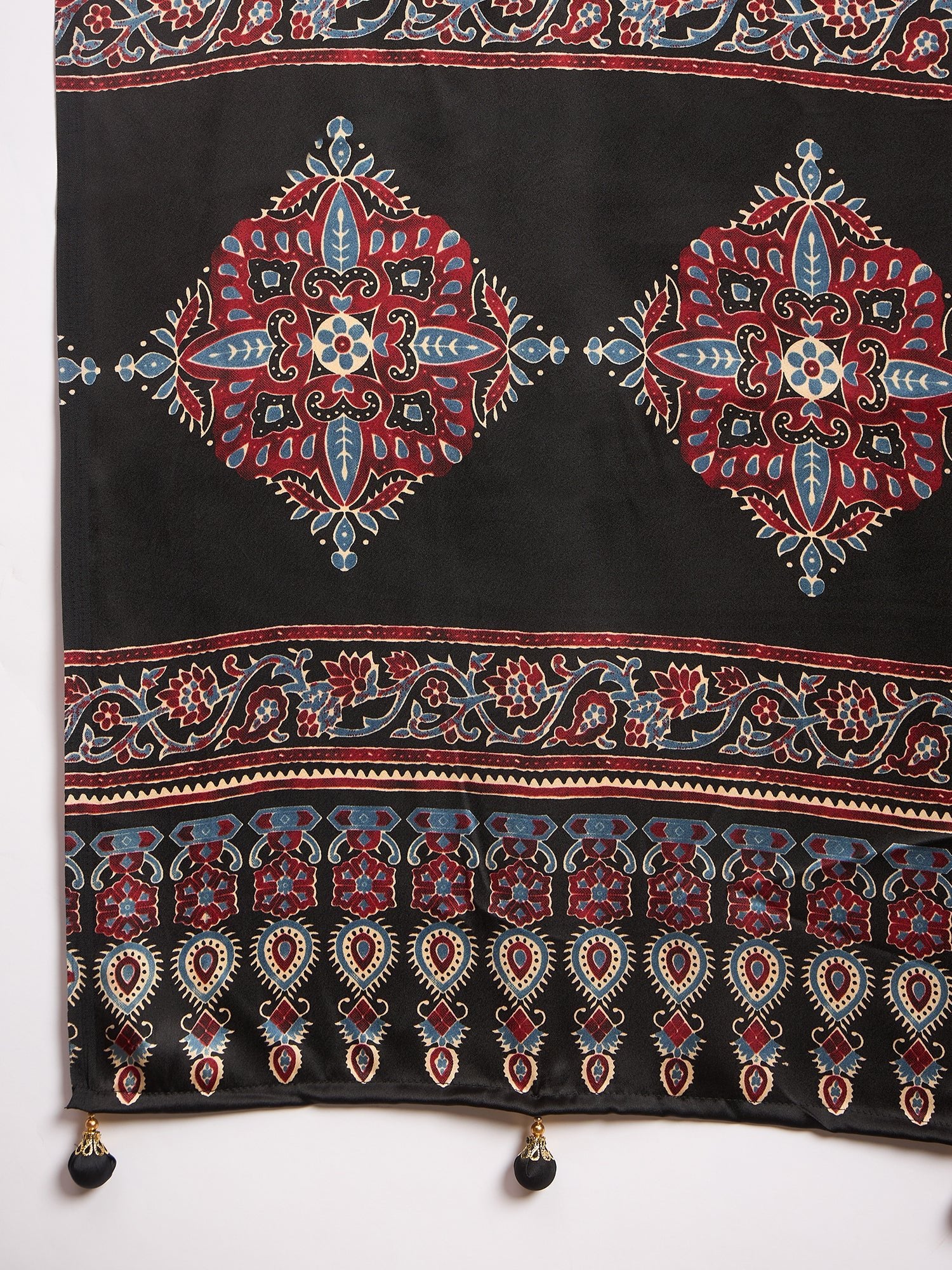 Red Satin Silk Geometric Saree - Ressa
