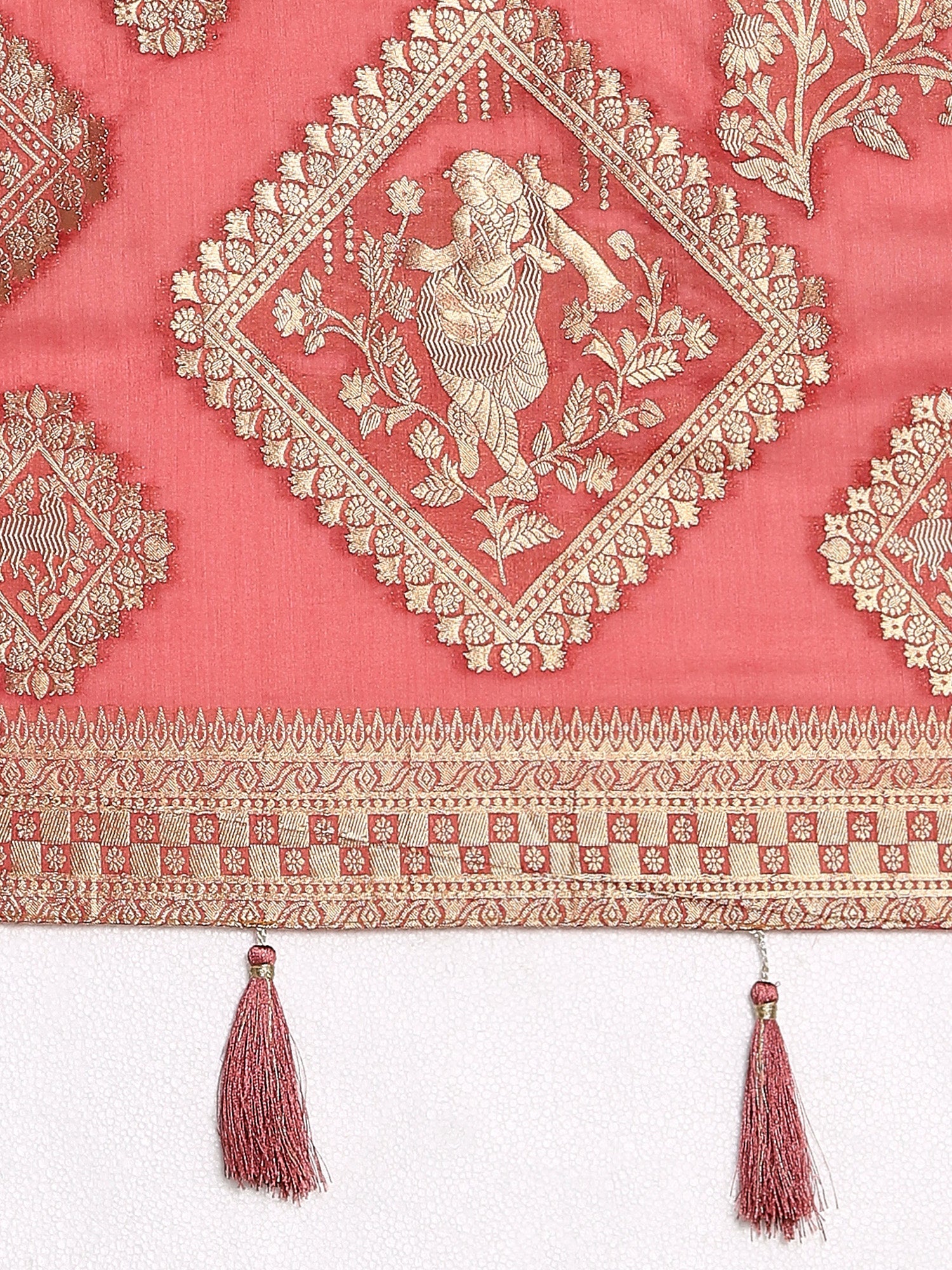 Red Silk Blend Heritage Banarasi Style Saree - Ressa