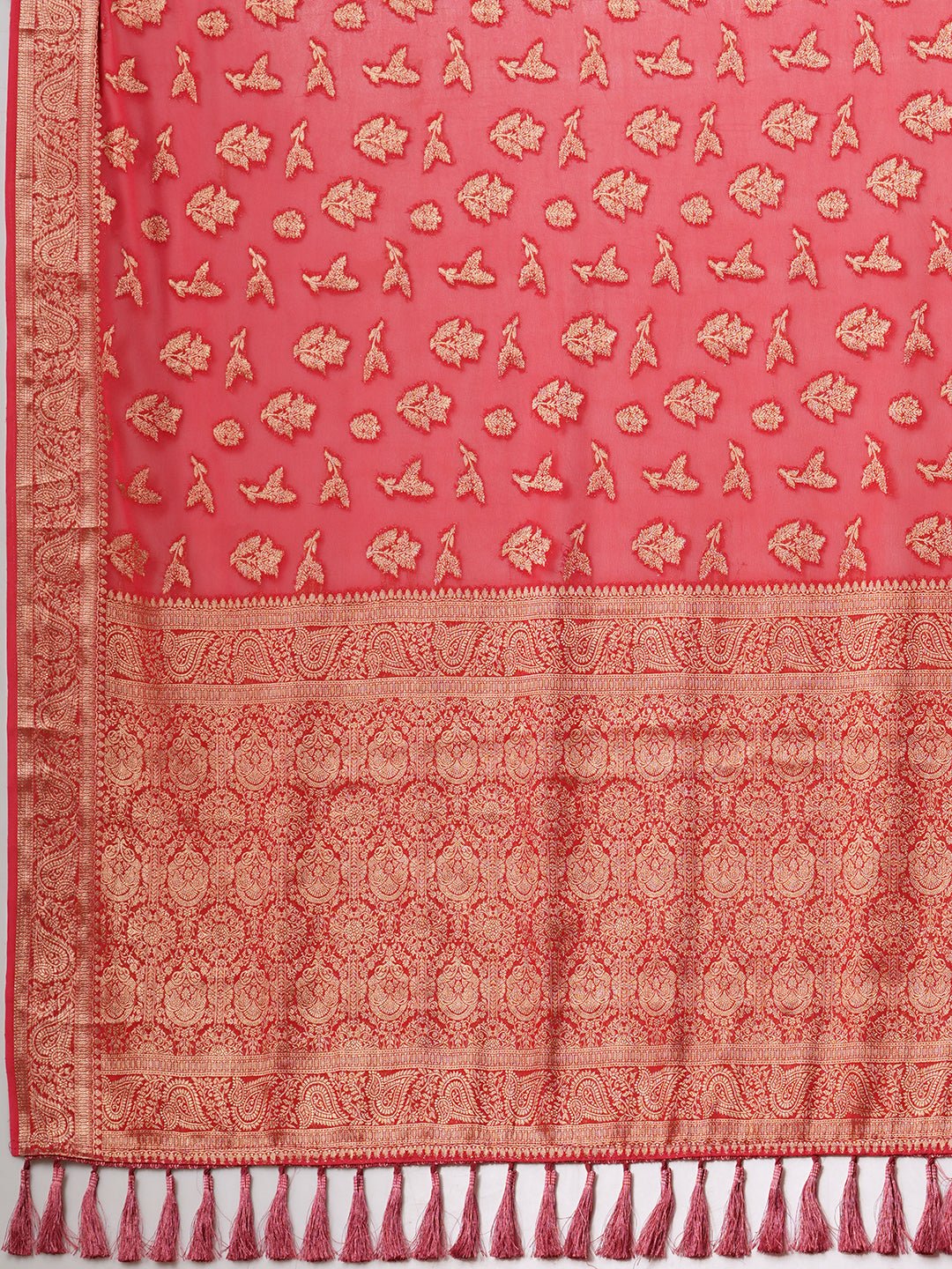 Red Silk Blend Heritage Banarasi Style Zari Woven - Ressa