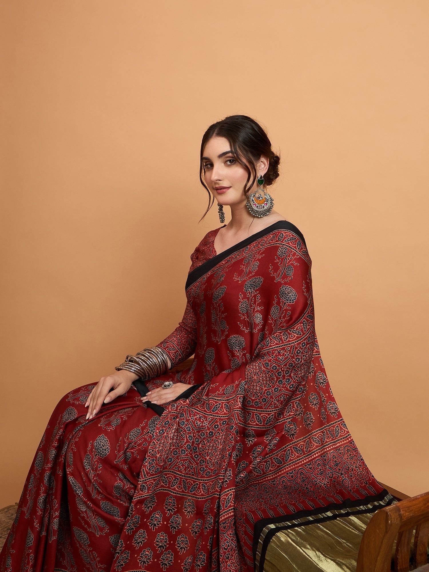 Red Silk Blend Heritage Zari Weaving Saree - Ressa