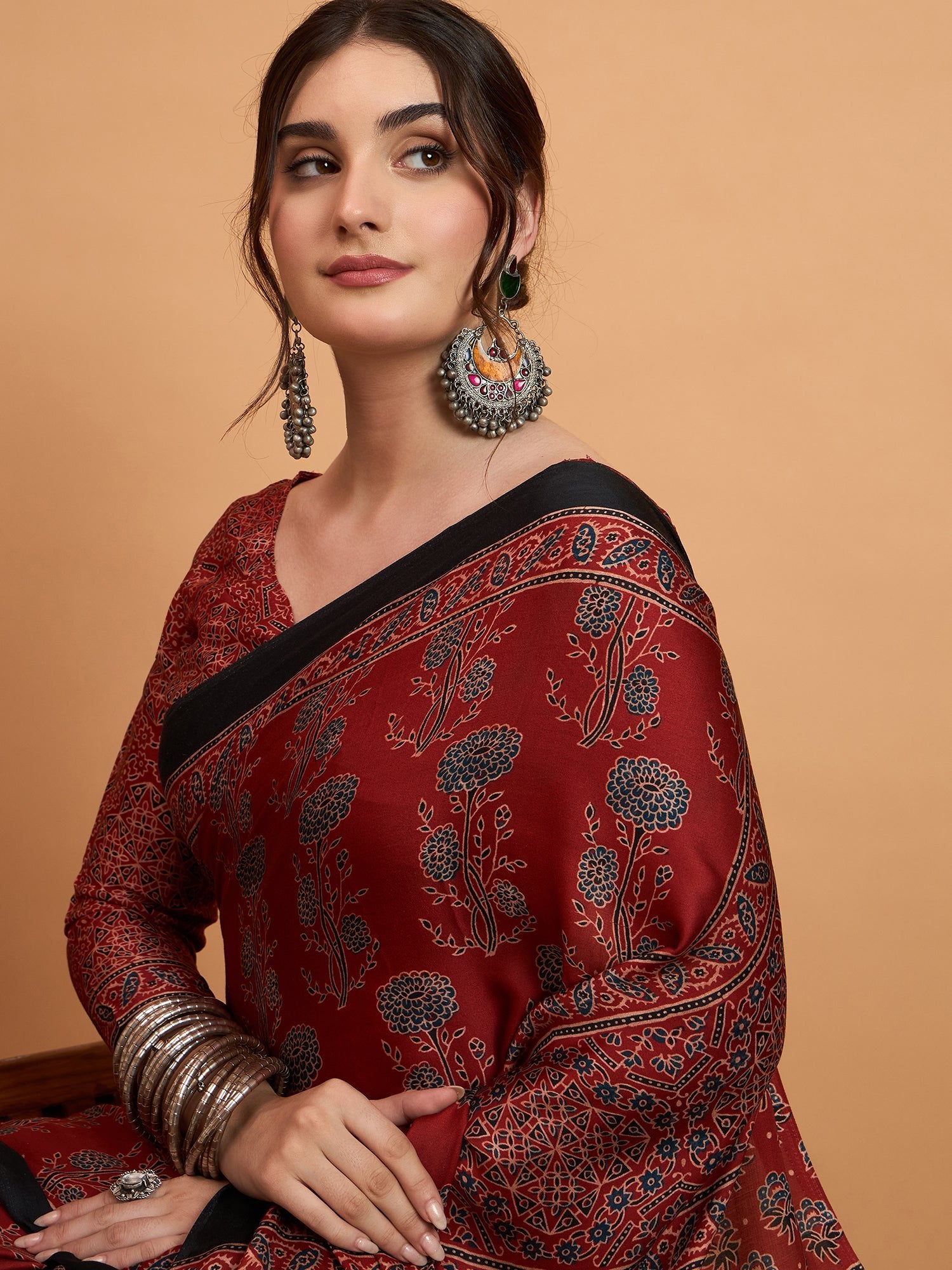 Red Silk Blend Heritage Zari Weaving Saree - Ressa