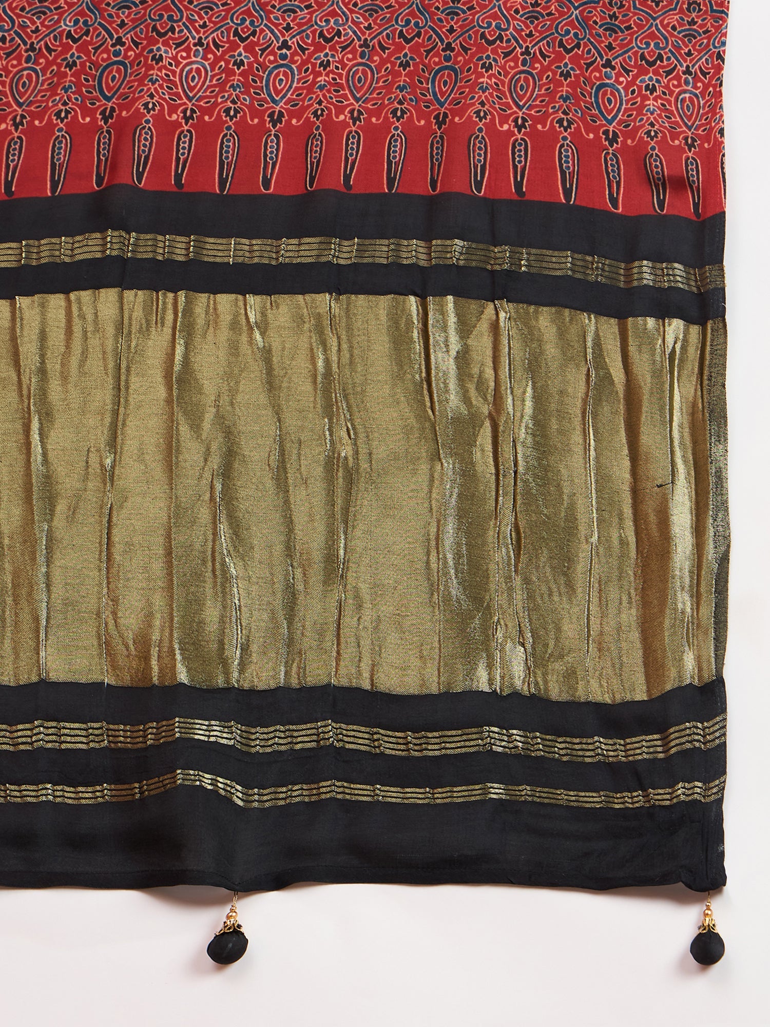 Red Silk Blend Heritage Zari Weaving Saree - Ressa