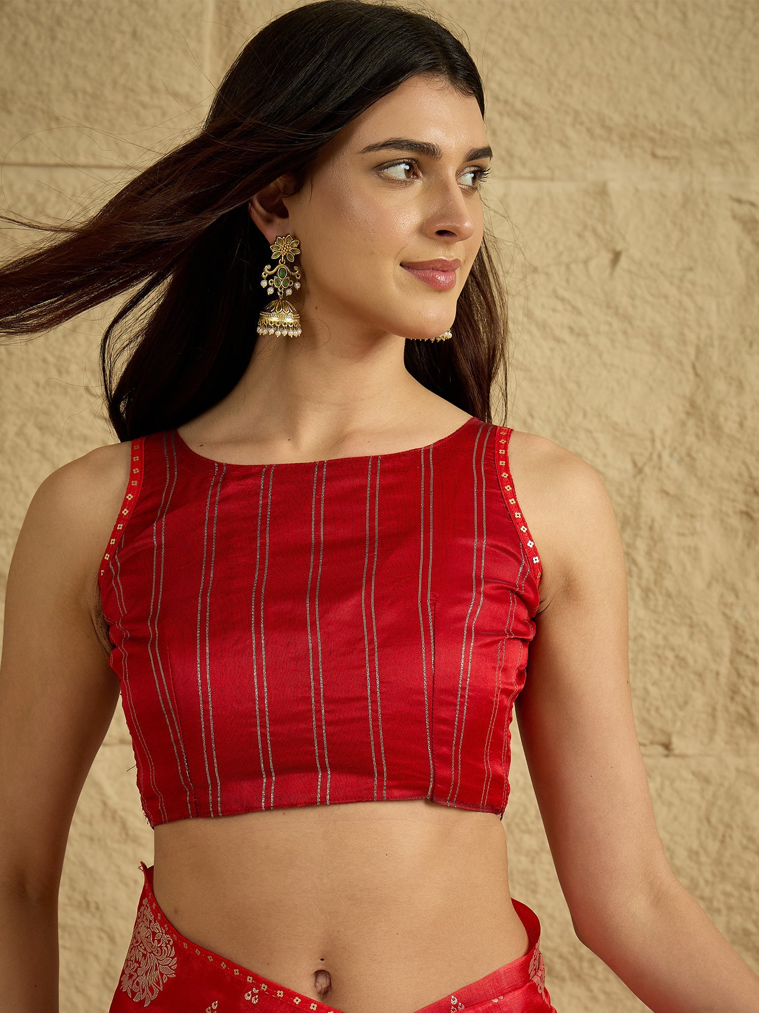 Red Silk Blend Traditional Woven Saree - Ressa