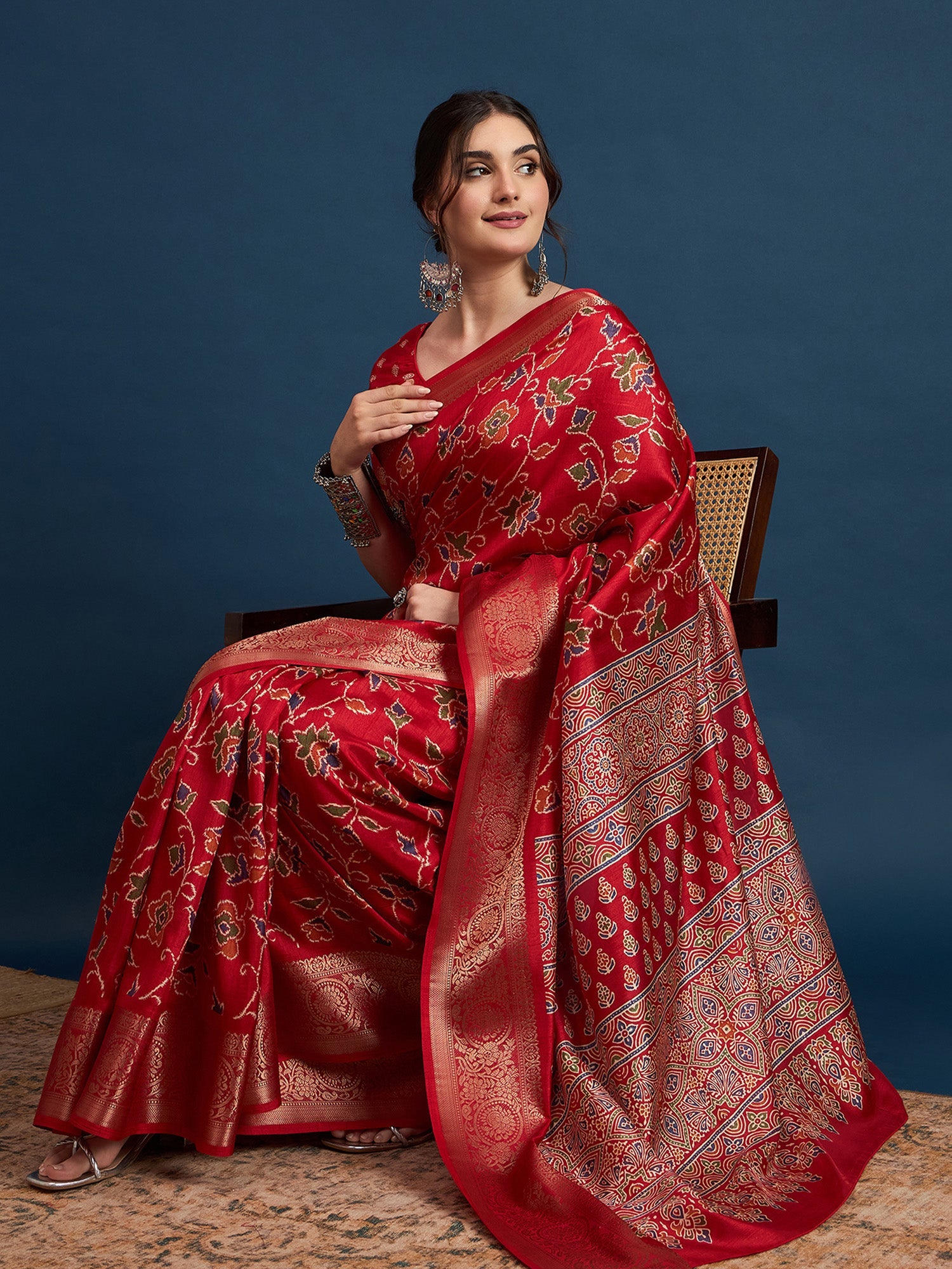 Red Silk Blend Wedding Wear Saree - Ressa