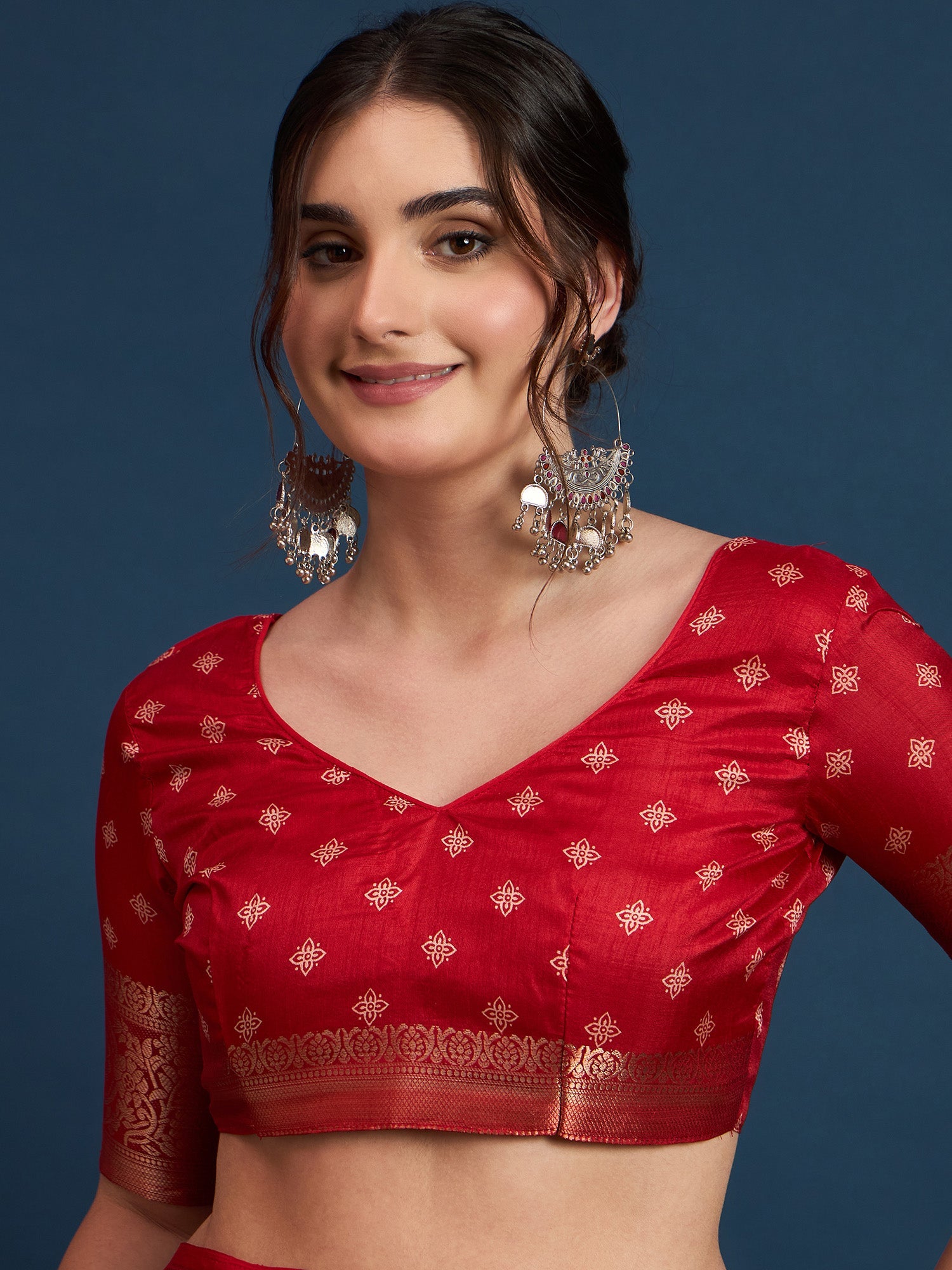 Red Silk Blend Wedding Wear Saree - Ressa