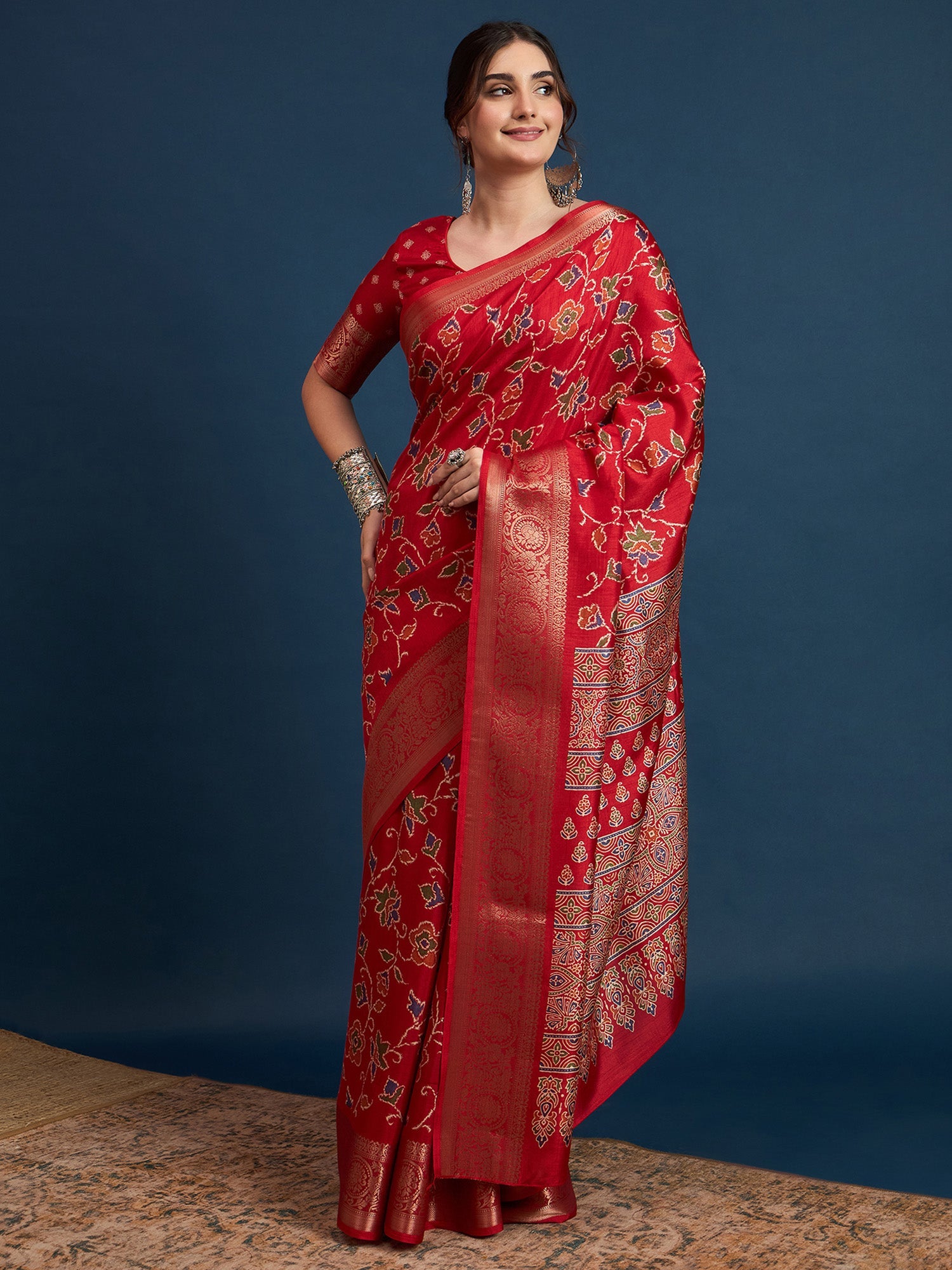 Red Silk Blend Wedding Wear Saree - Ressa