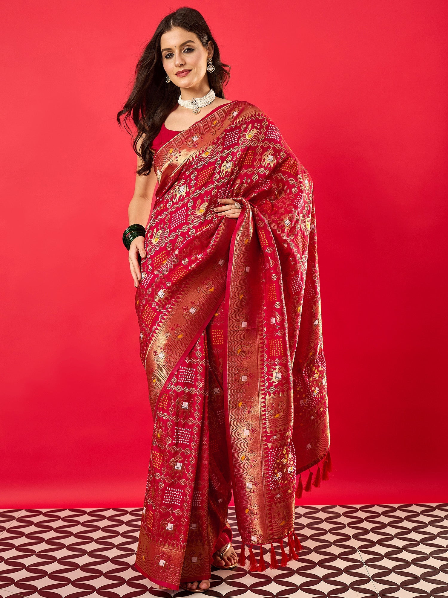 Red Silk Heritage Patola Style Saree - Ressa