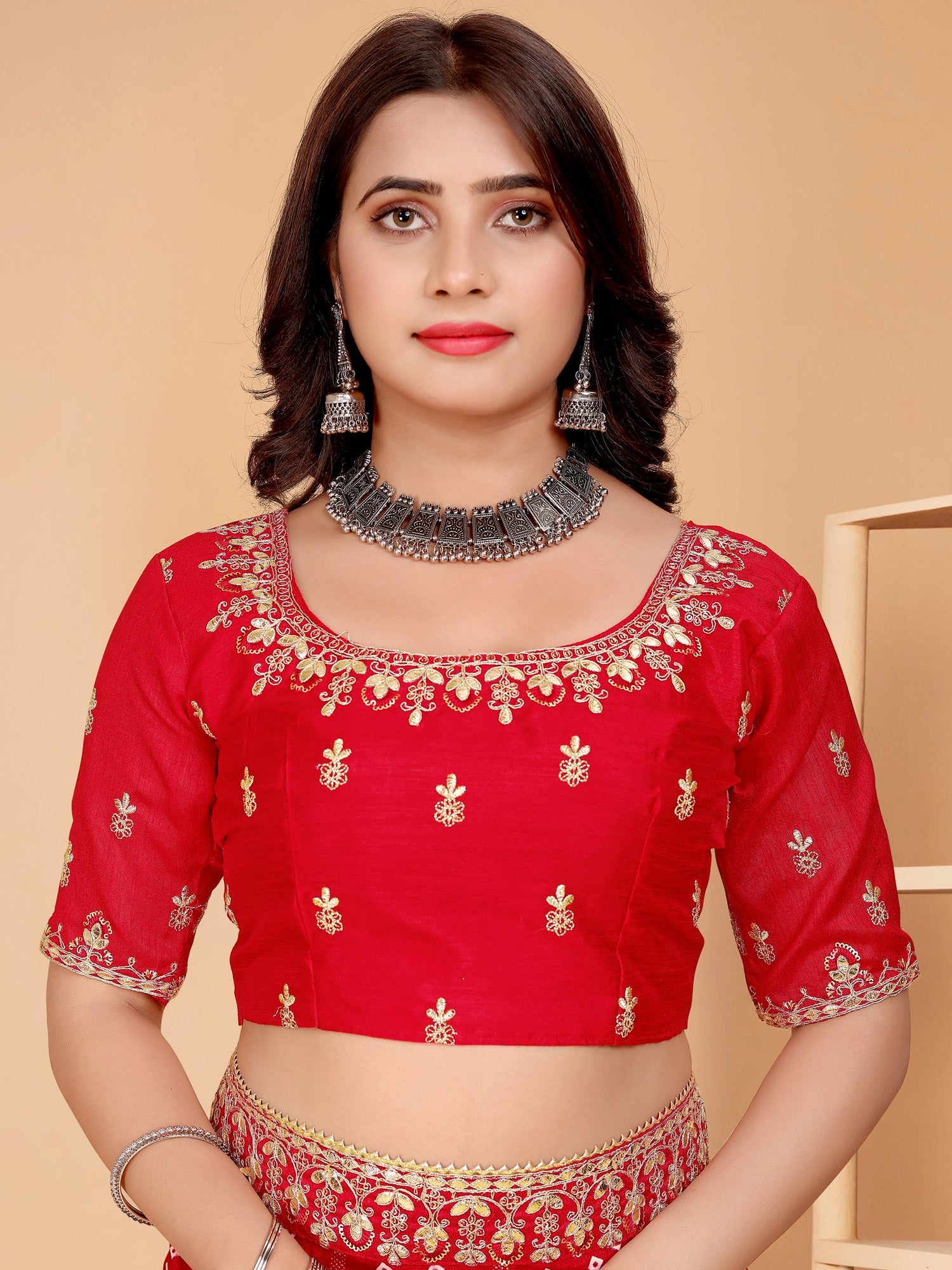 Red Vichitra Bandhani Print Gota Patti Border Saree - Ressa