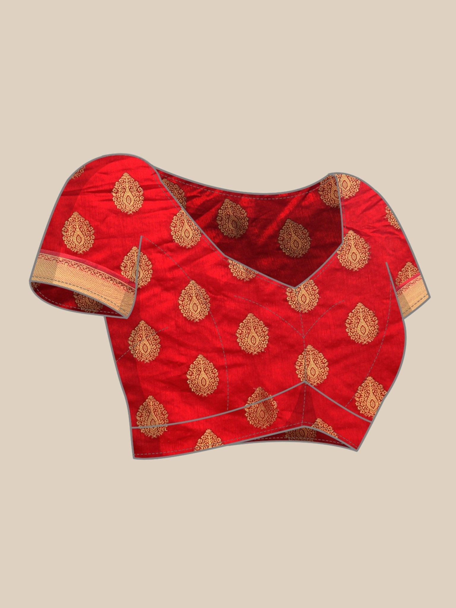 Red & Woven Banarasi Silk Saree - Ressa