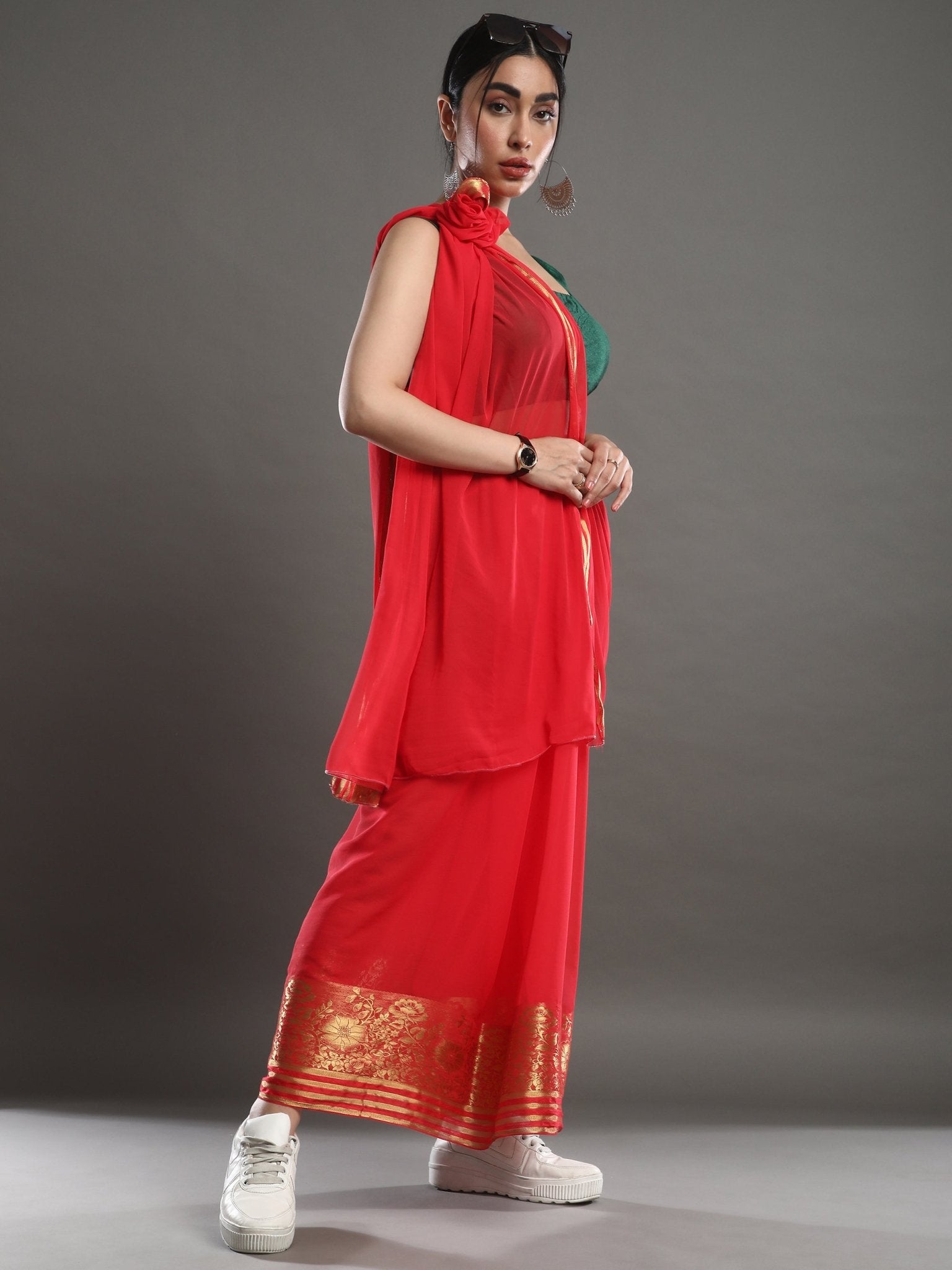 Red Woven Banarasi Silk Saree - Ressa