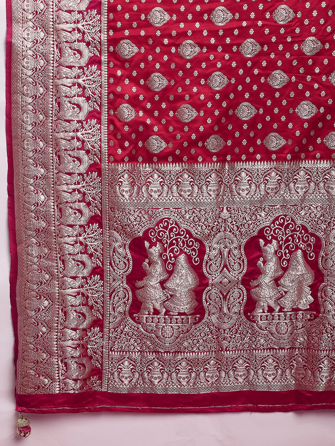 Red Zari Weaving Satin Silk Saree - Ressa