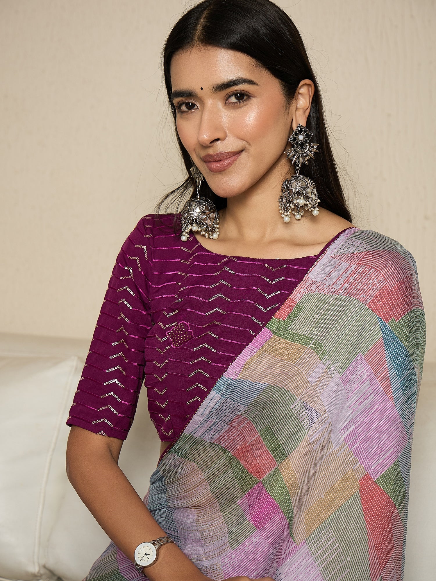 Reday to Wear Pastel Multicolour Printed Chiffon Saree - Ressa