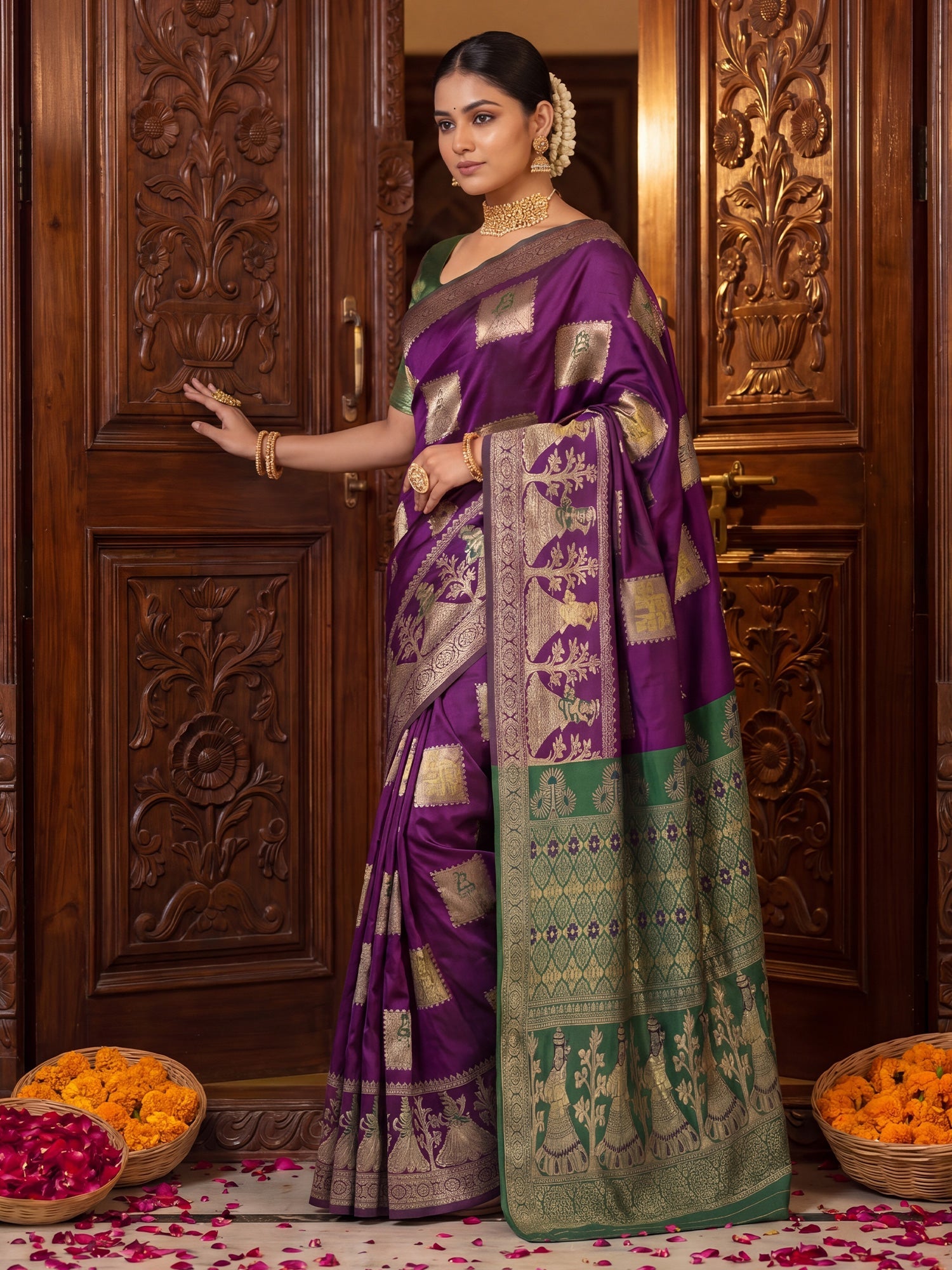 Regal Deep Purple Silk Saree - Ressa