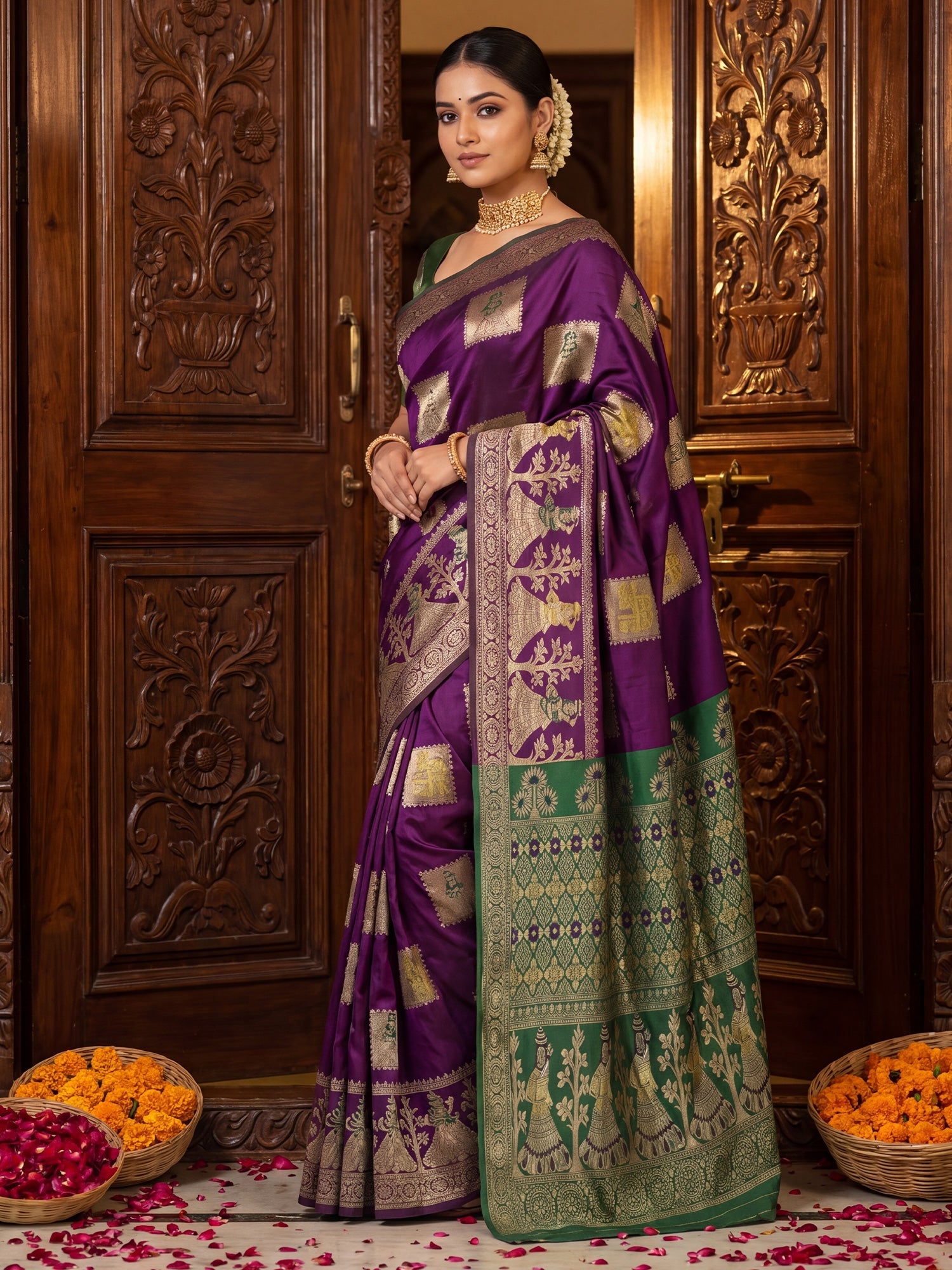 Regal Deep Purple Silk Saree - Ressa