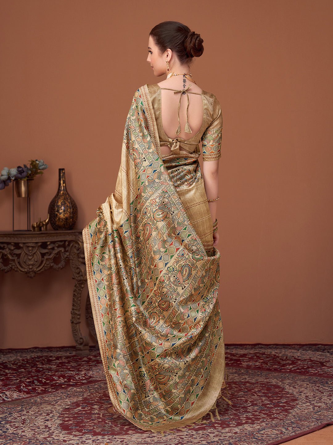 Regal Golden Beige Cotton Silk Saree - Ressa
