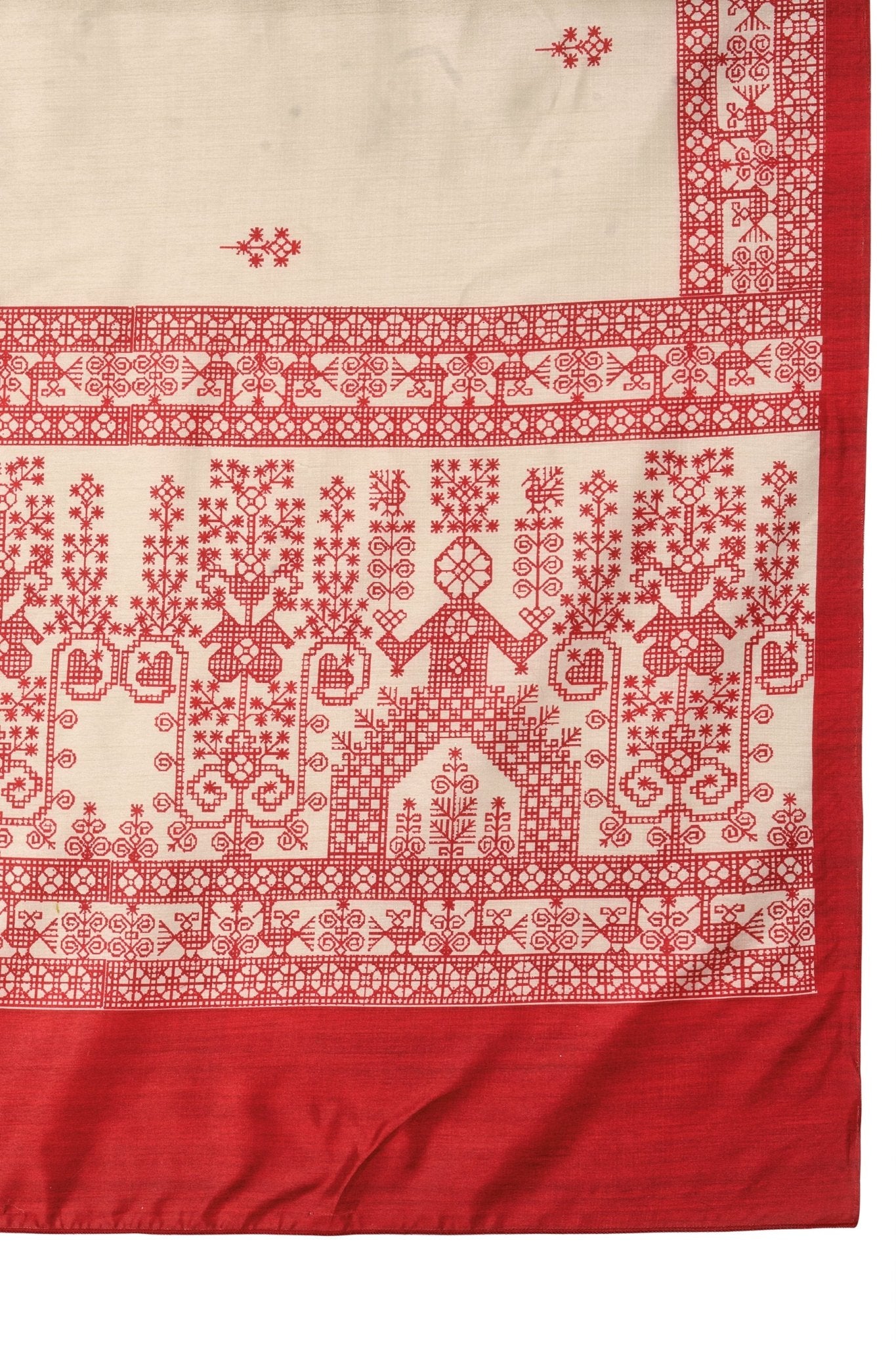 Regal White & Red Pooja Saree - Ressa