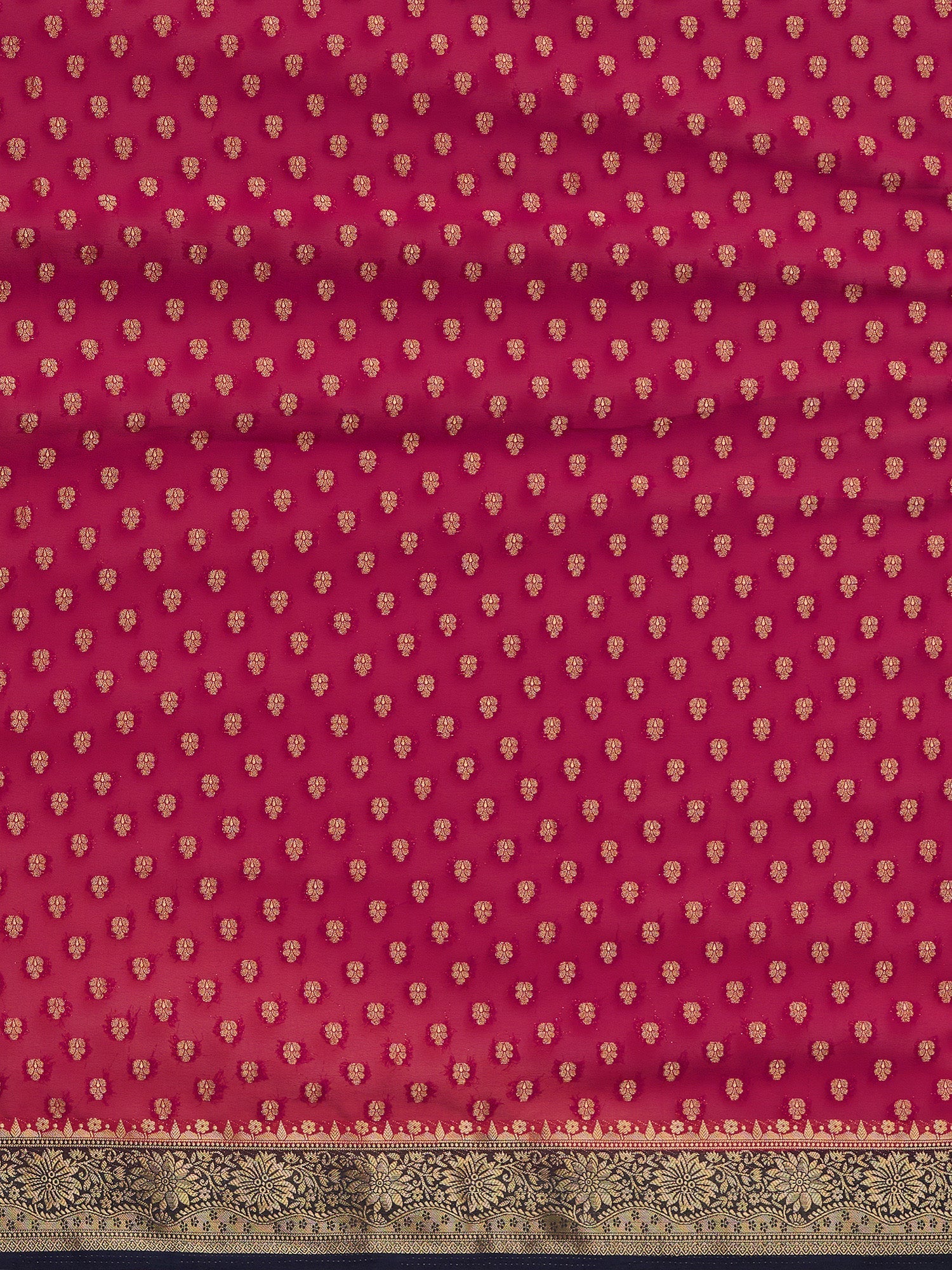 Rich Pink Floral Silk Saree with Jari Border - Ressa