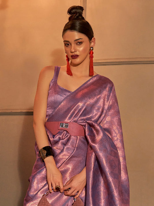 Rose Gold Kanjivaram Saree - Ressa