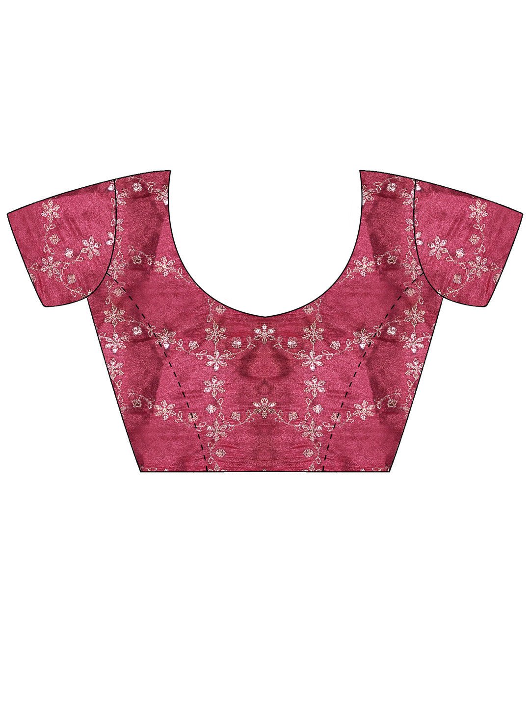 Rose Pink Embroidered Silk Saree with Stitched Blouse - Ressa