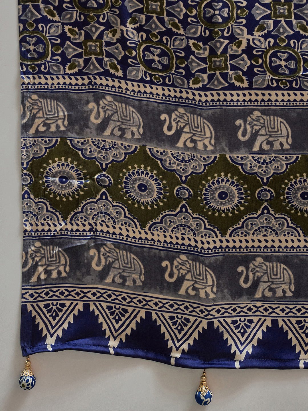 Royal Blue Ajrakh Printed Saree - Ressa