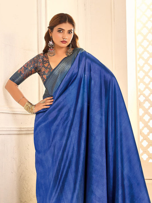 Royal Blue Banarasi Silk Blend Saree - Ressa