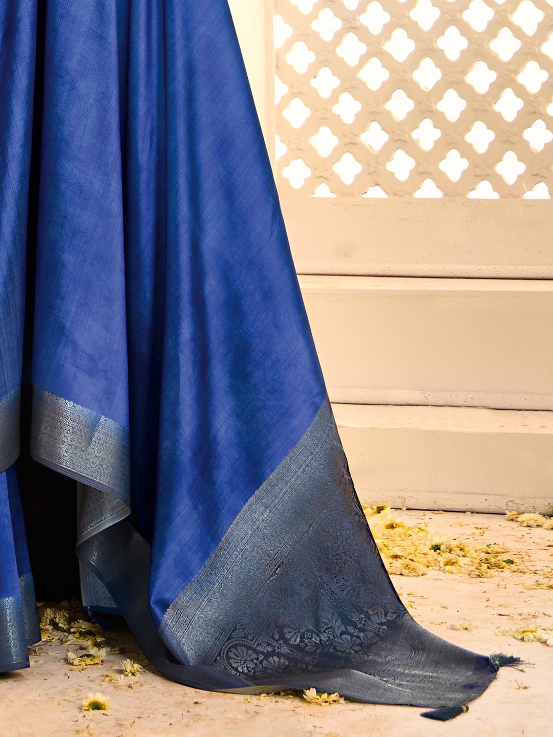 Royal Blue Banarasi Silk Blend Saree - Ressa