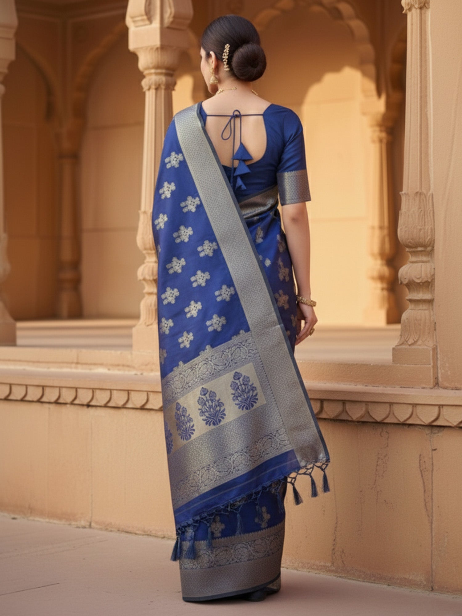 Royal Blue Banarasi Silk Saree - Ressa