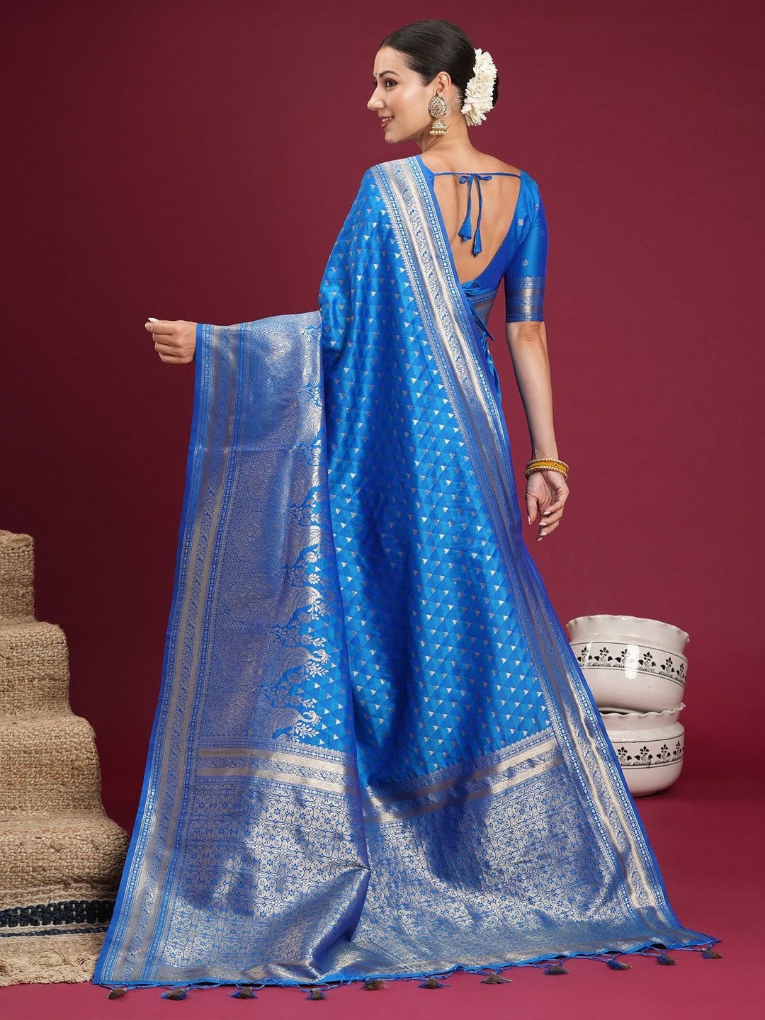 Royal Blue Banarasi Soft Silk - Ressa