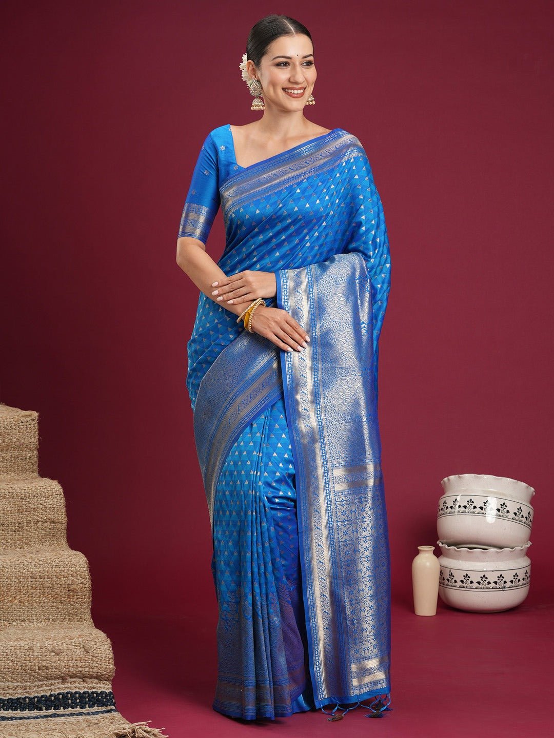 Royal Blue Banarasi Soft Silk - Ressa