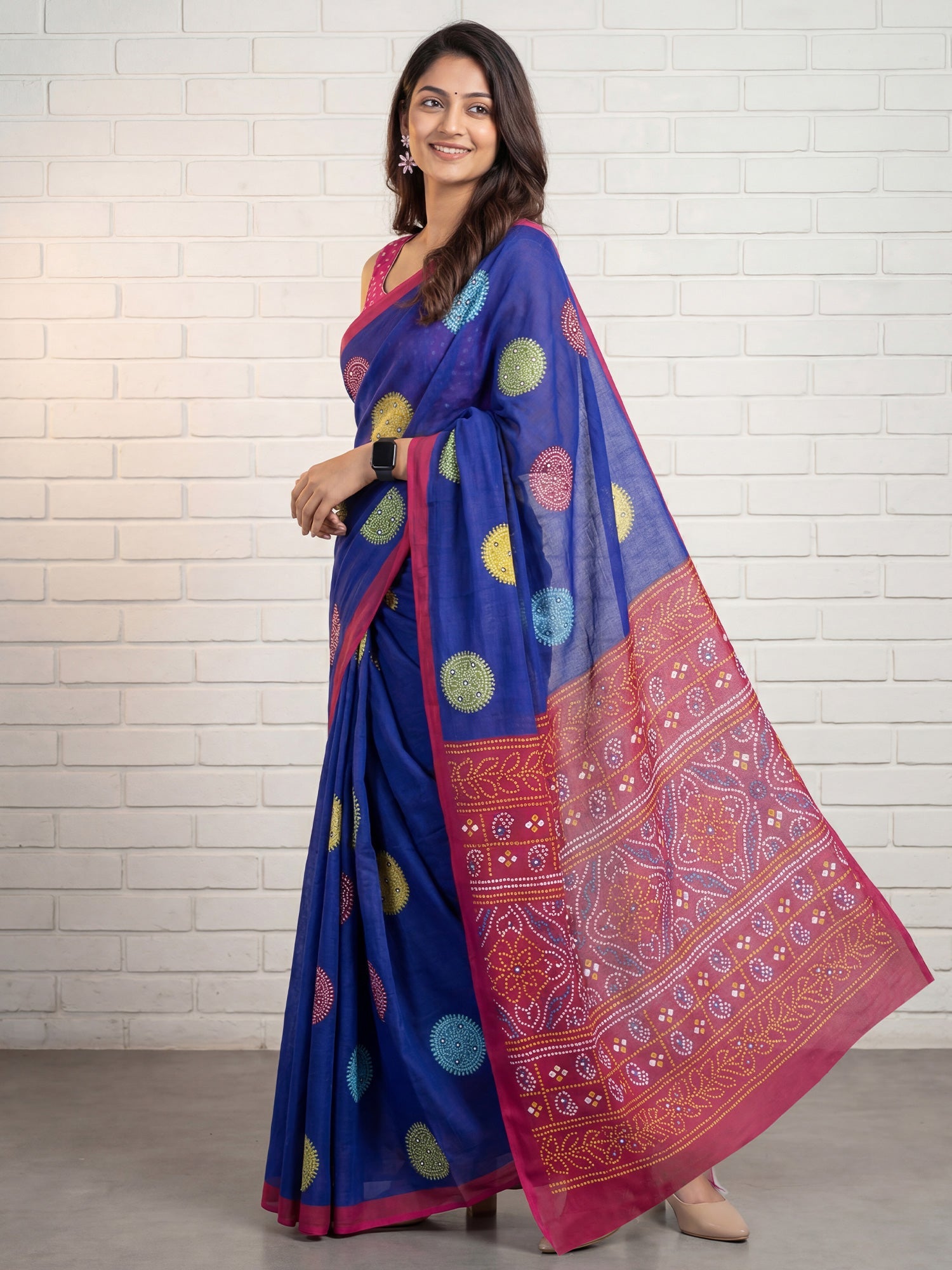 Royal Blue Cotton Silk Saree - Ressa
