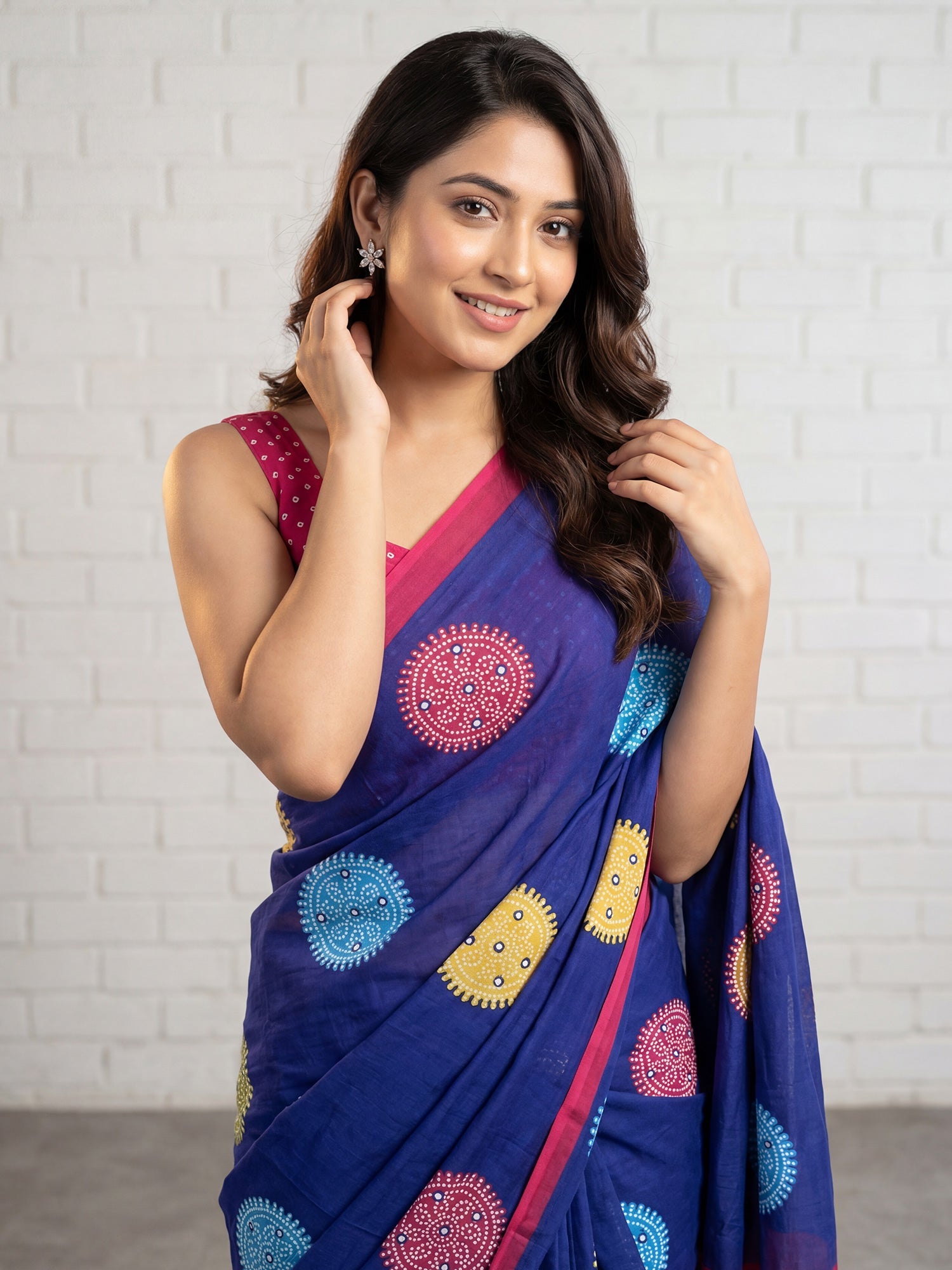 Royal Blue Cotton Silk Saree - Ressa