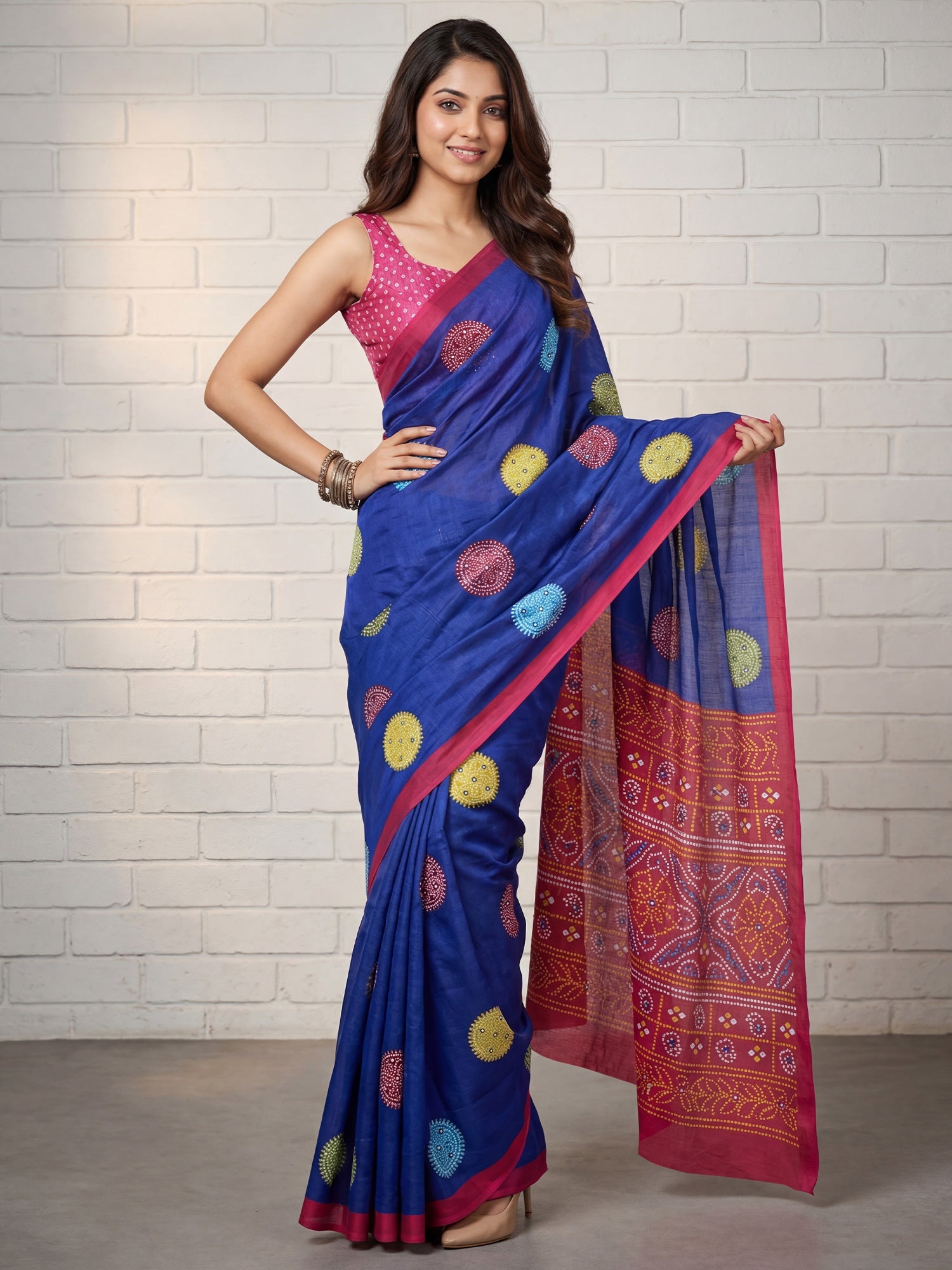 Royal Blue Cotton Silk Saree - Ressa