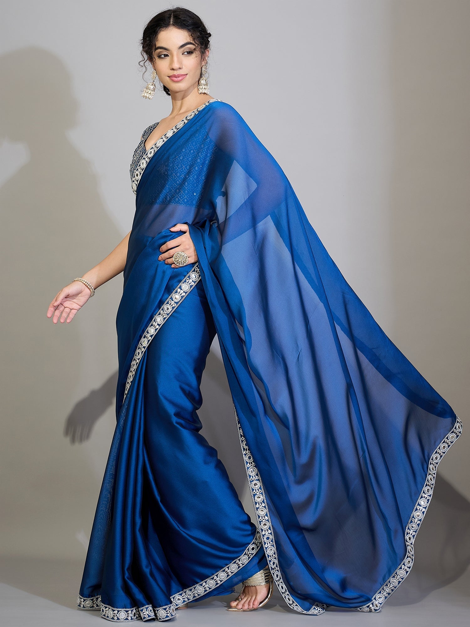 Royal Blue Dola Silk Saree - Ressa