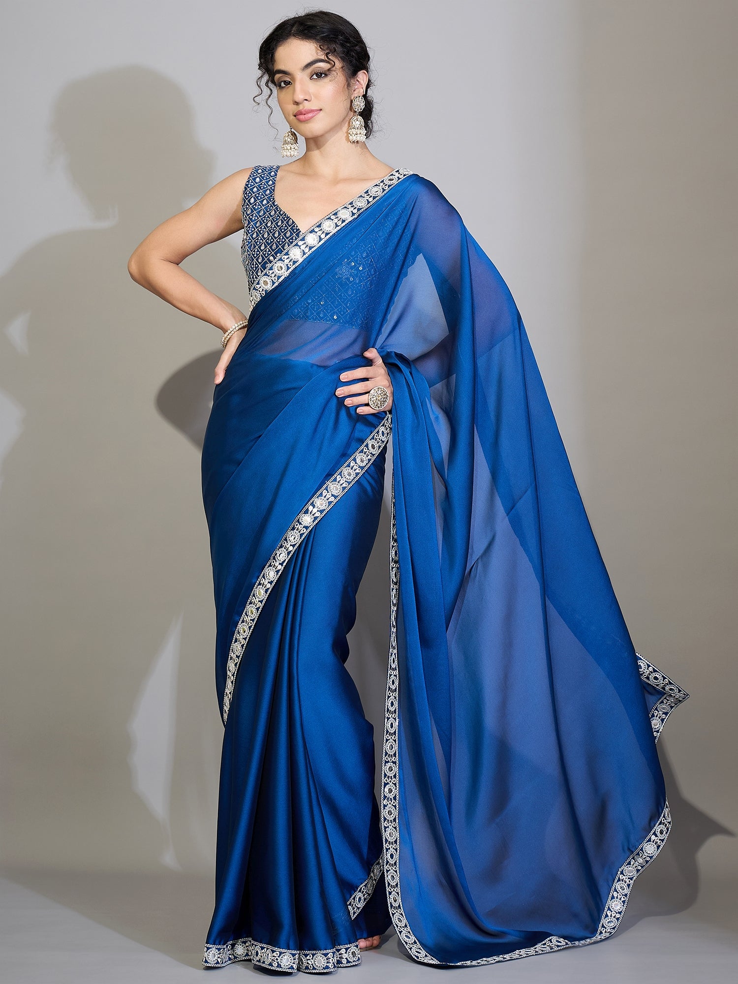 Royal Blue Dola Silk Saree - Ressa