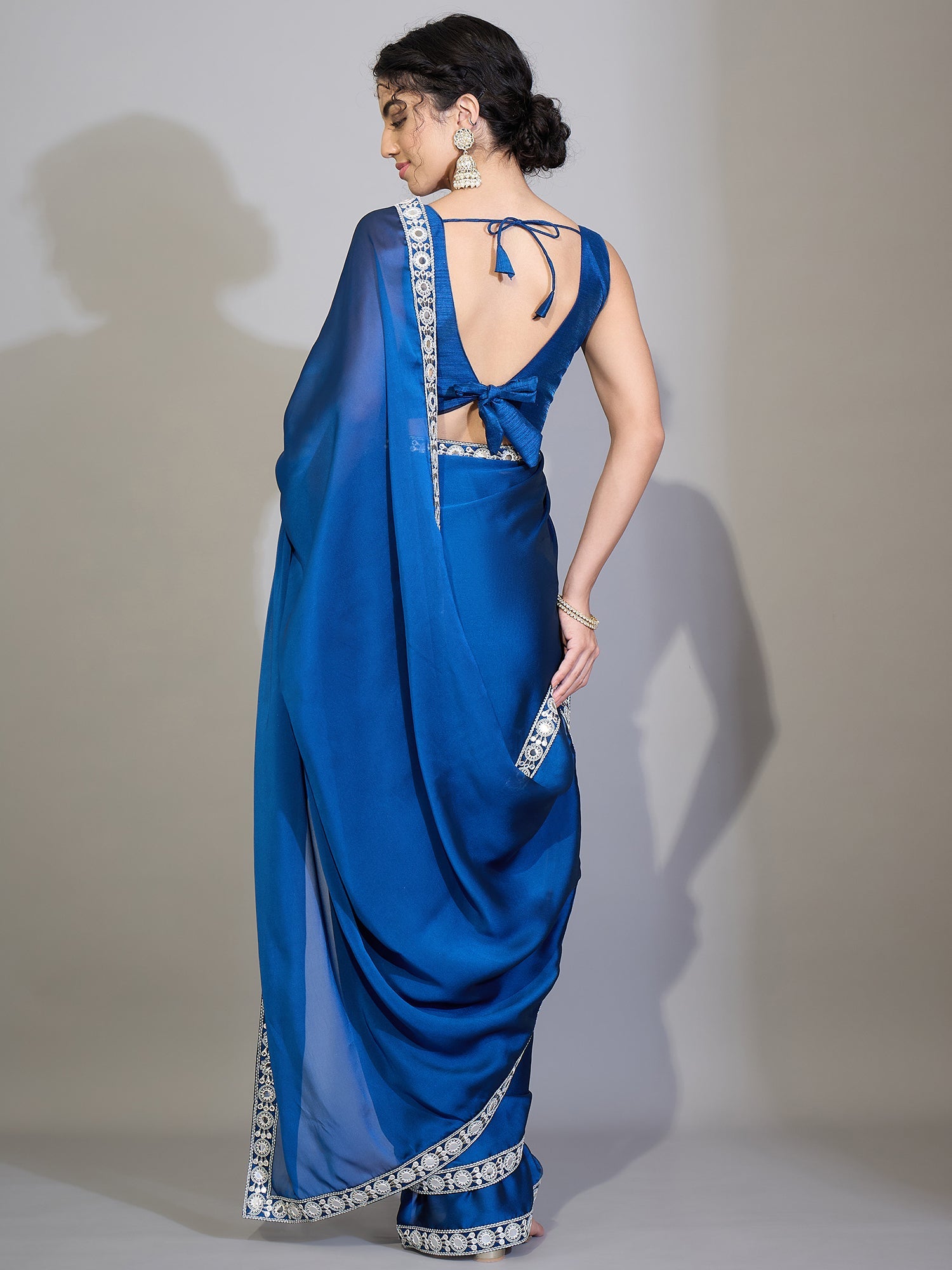 Royal Blue Dola Silk Saree - Ressa