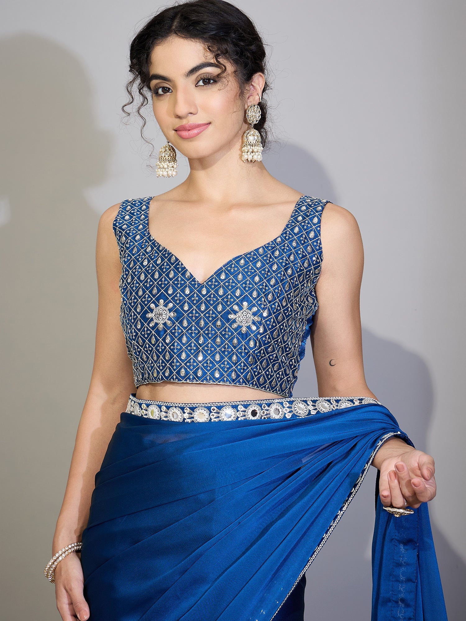 Royal Blue Dola Silk Saree - Ressa