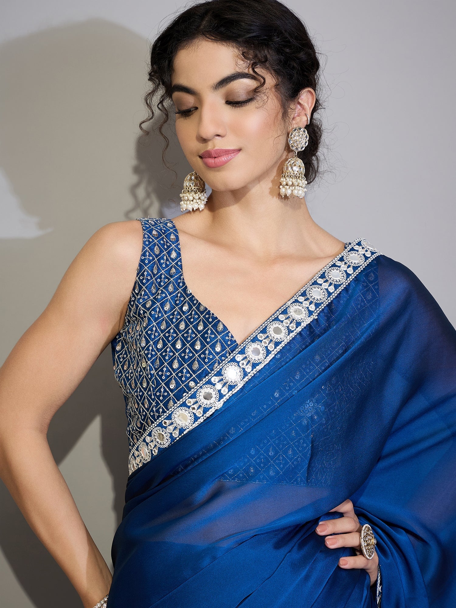 Royal Blue Dola Silk Saree - Ressa