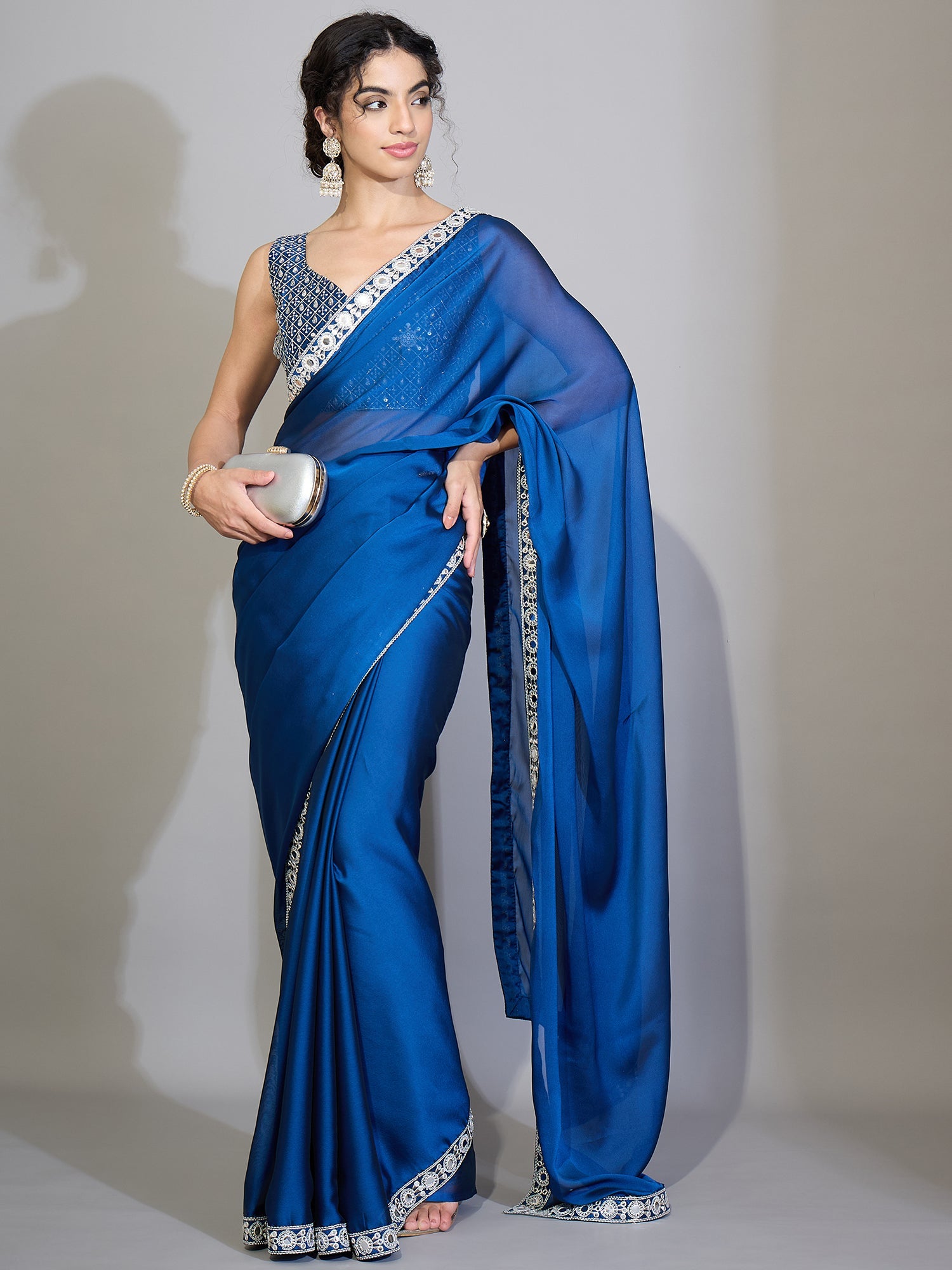 Royal Blue Dola Silk Saree - Ressa