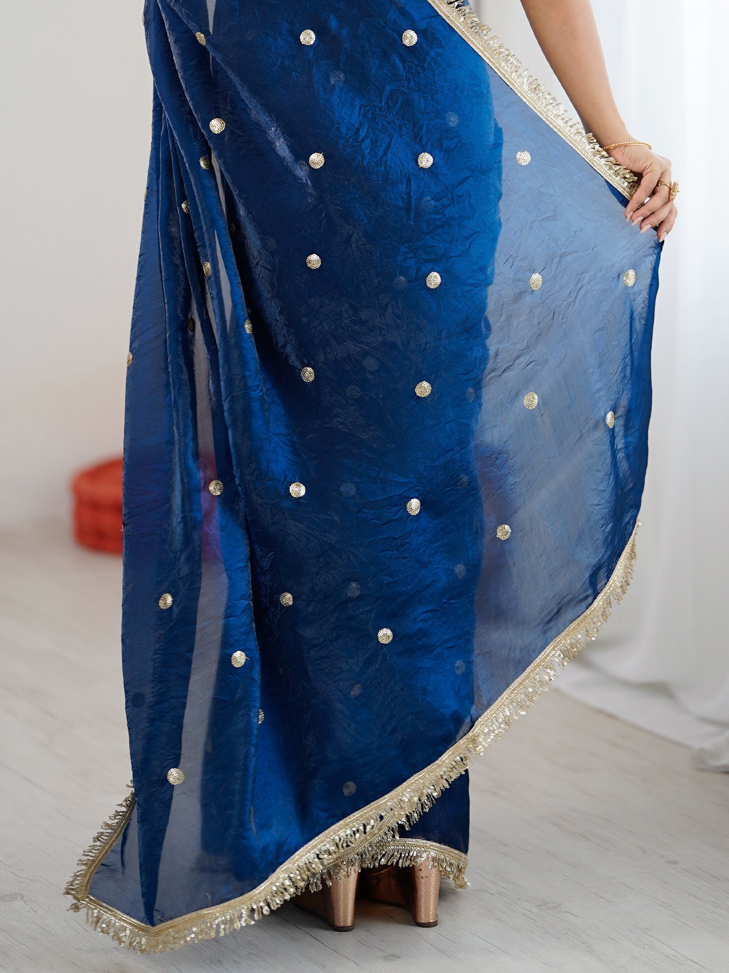 Royal Blue Georgette Zari Butti Saree - Ressa
