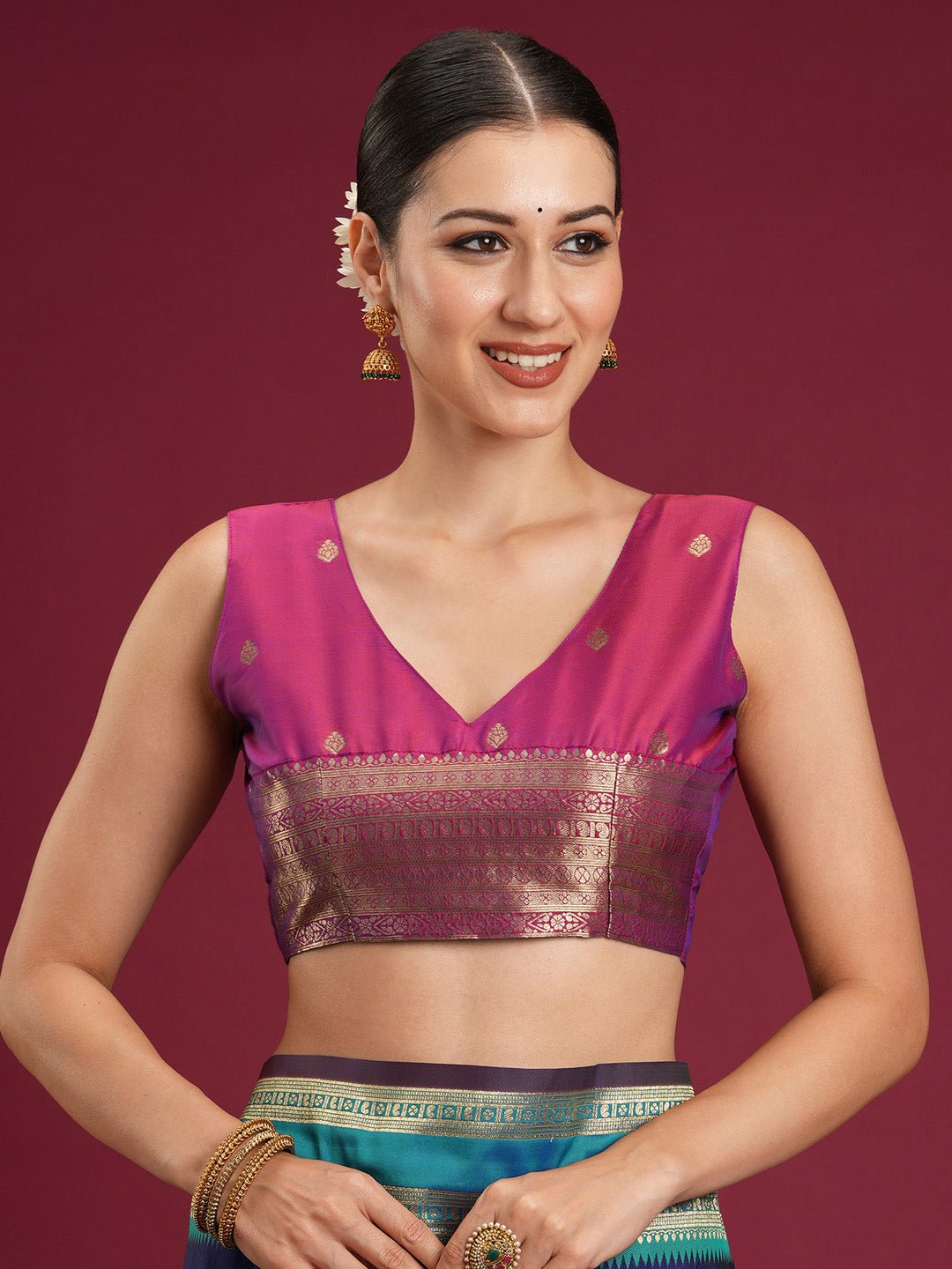 Royal Blue & Magenta Banarasi Saree - Ressa