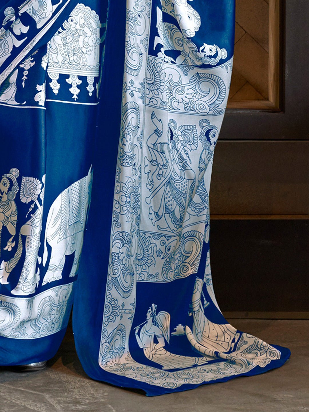 Royal Blue Satin-Silk Saree - Ressa