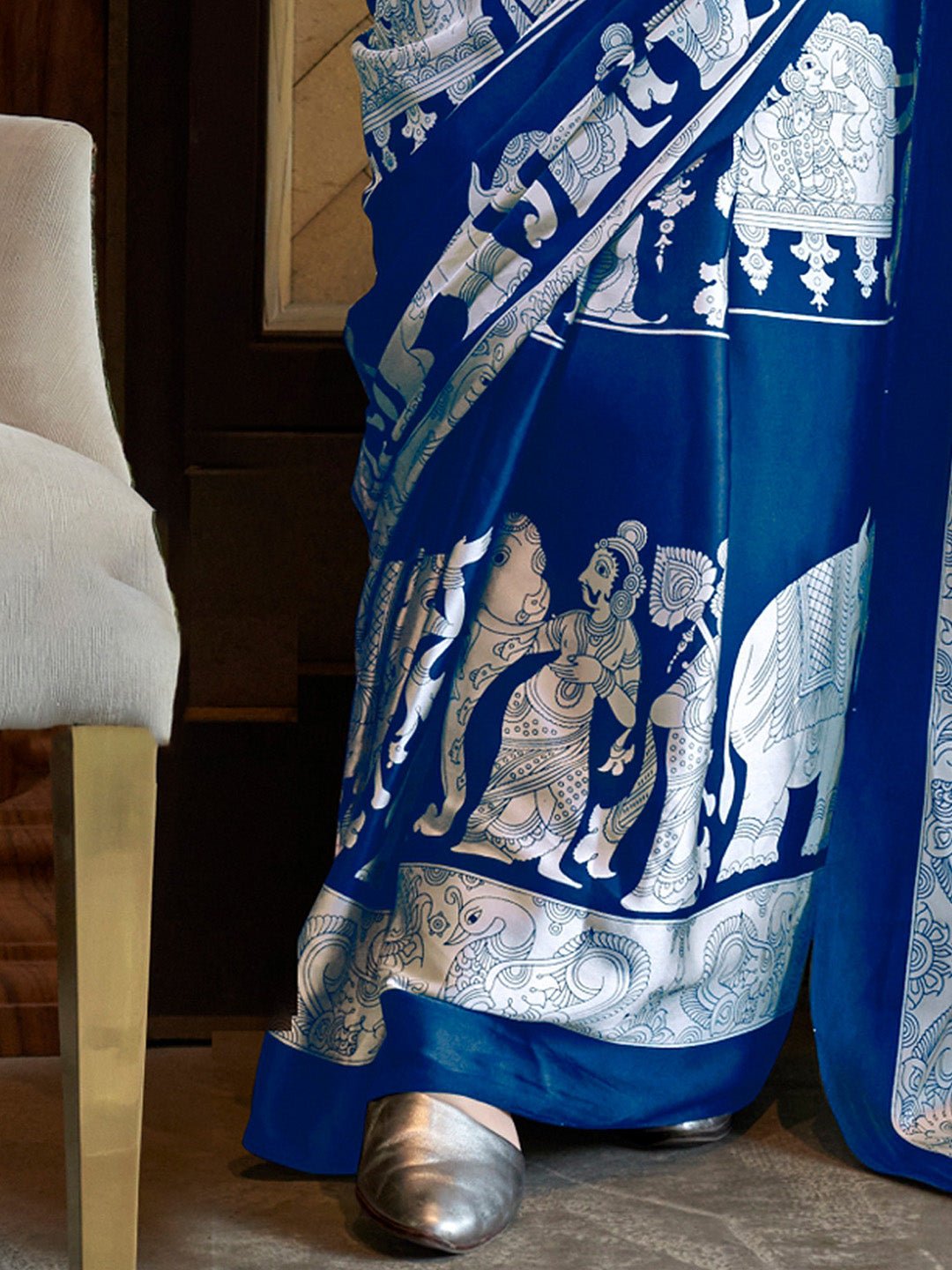 Royal Blue Satin-Silk Saree - Ressa