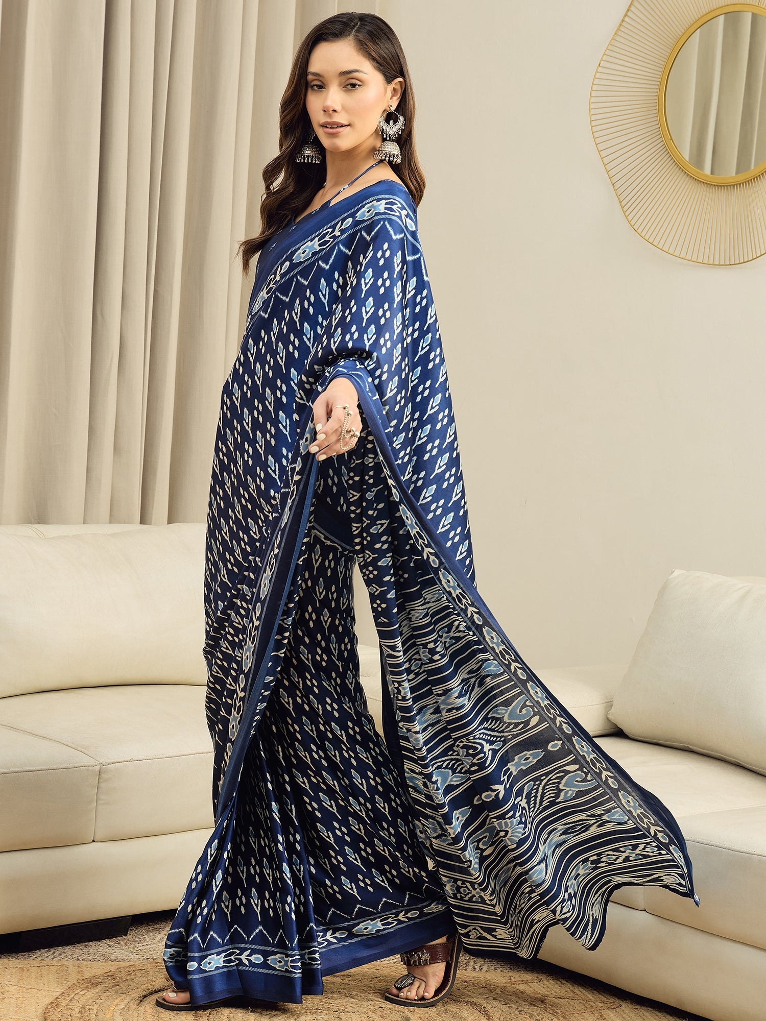 Royal Blue Silk-Satin Saree - Ressa