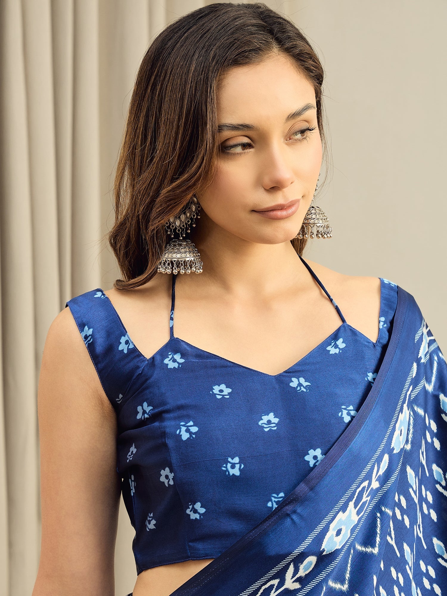 Royal Blue Silk-Satin Saree - Ressa