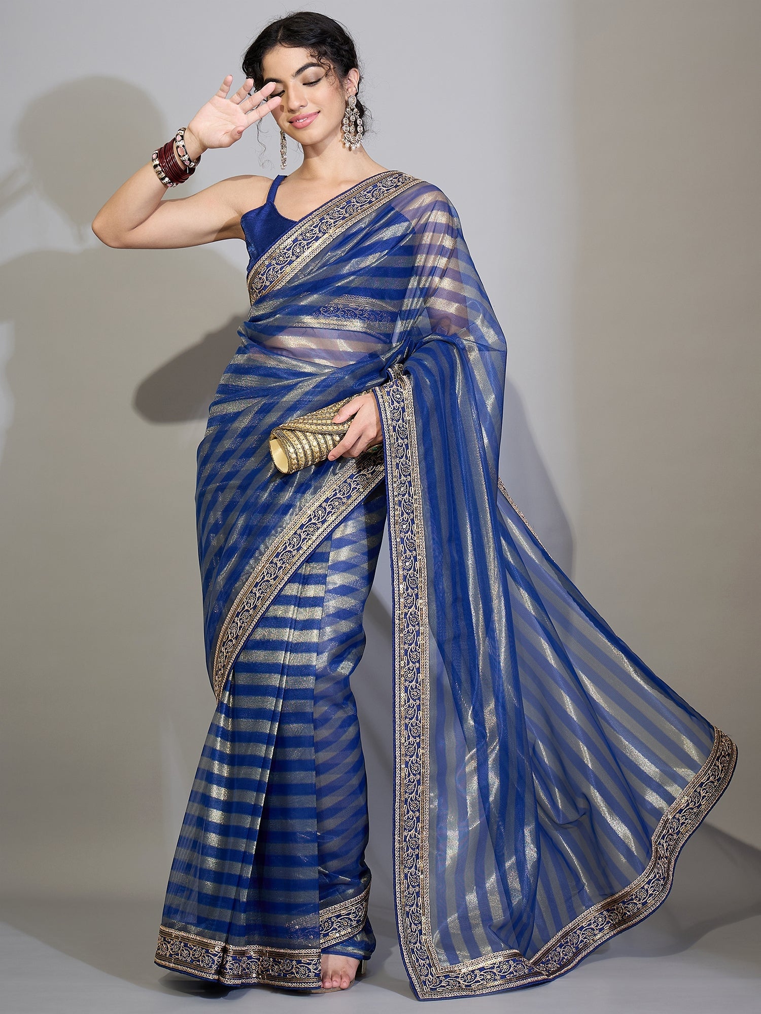 Royal Blue Tissue Silk Saree - Ressa