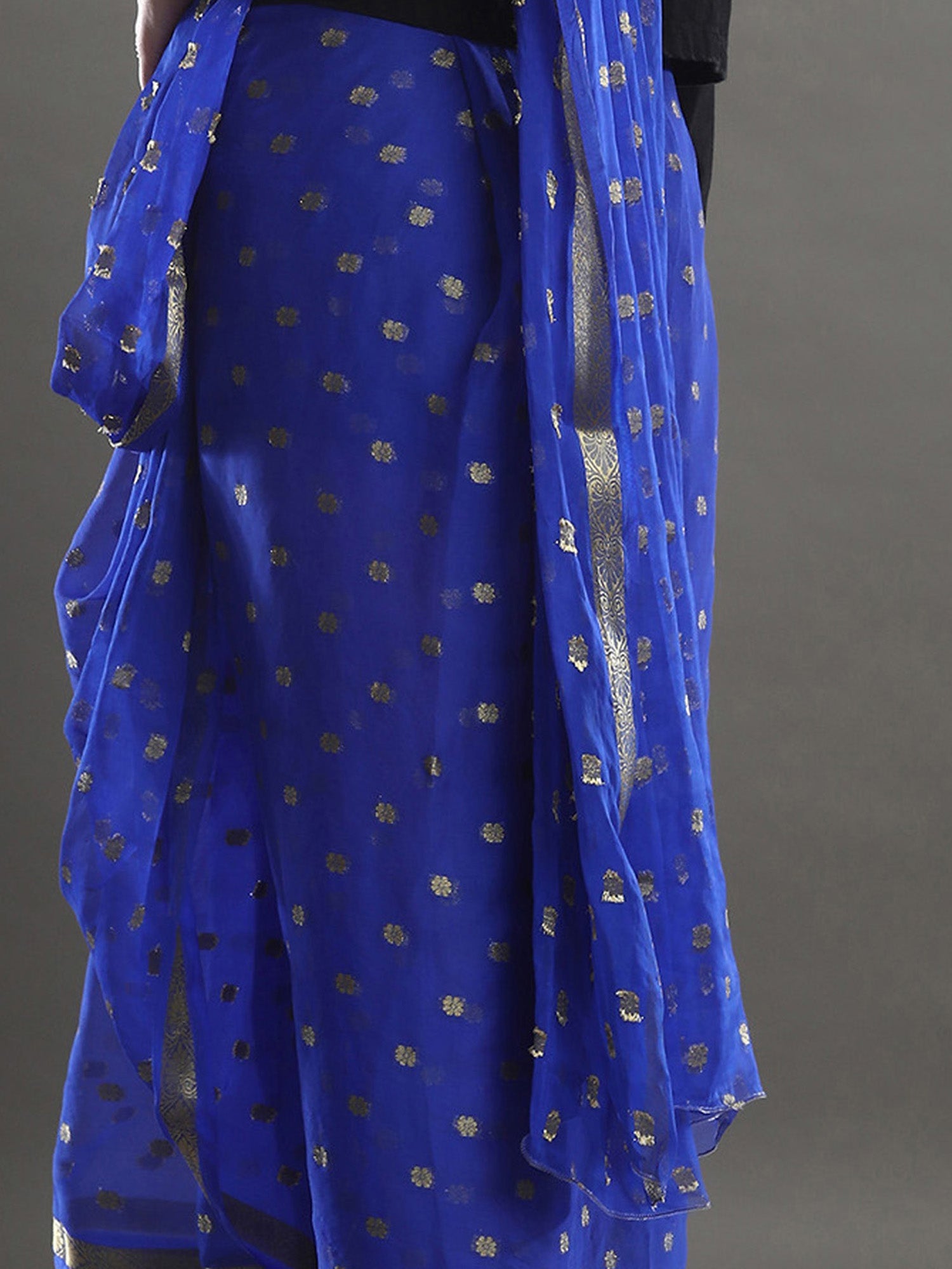 Royal Blue Woven Zari Butti Saree - Ressa