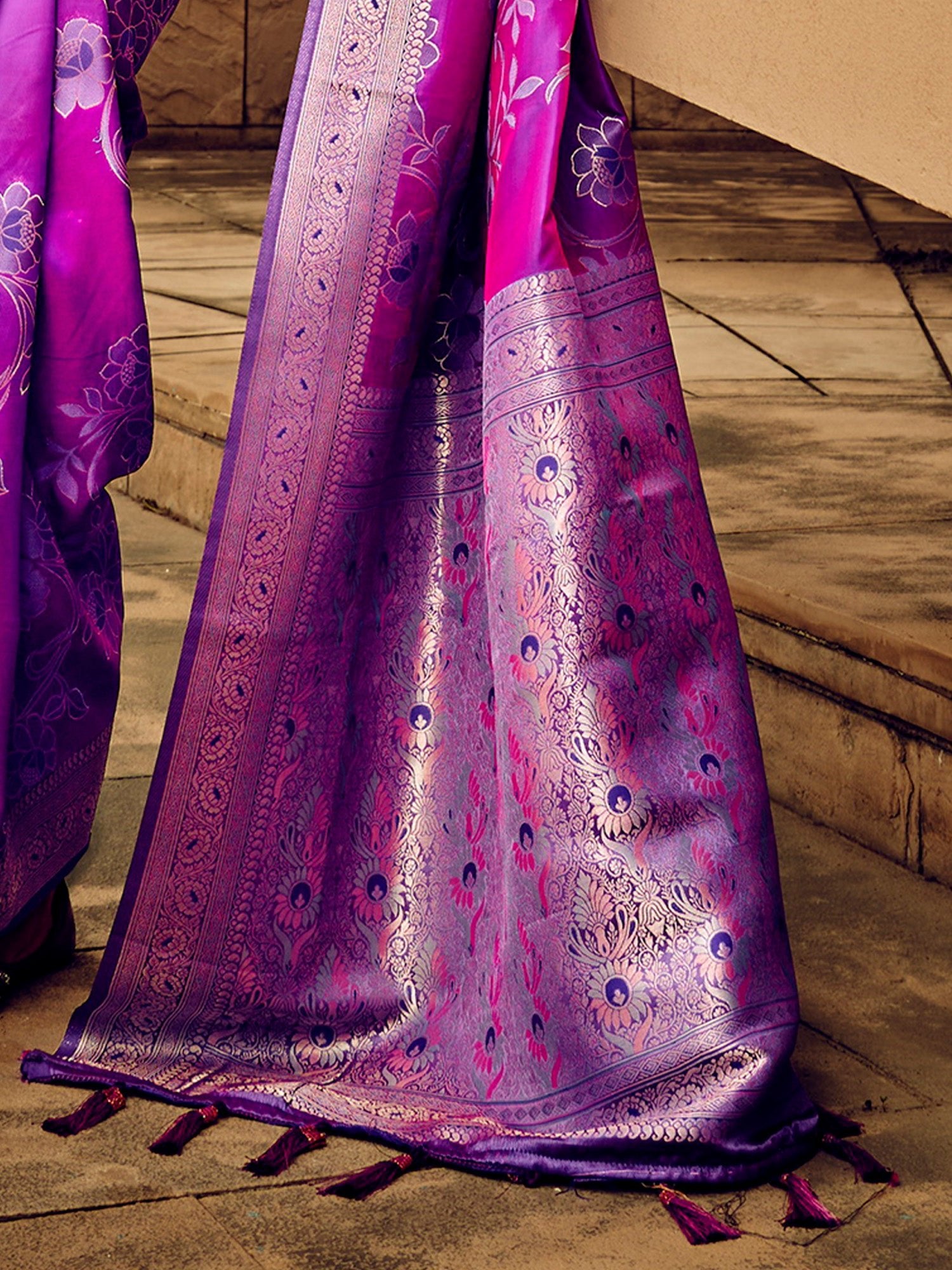 Royal Dusty Lavender Banarasi Silk Blend Saree - Ressa