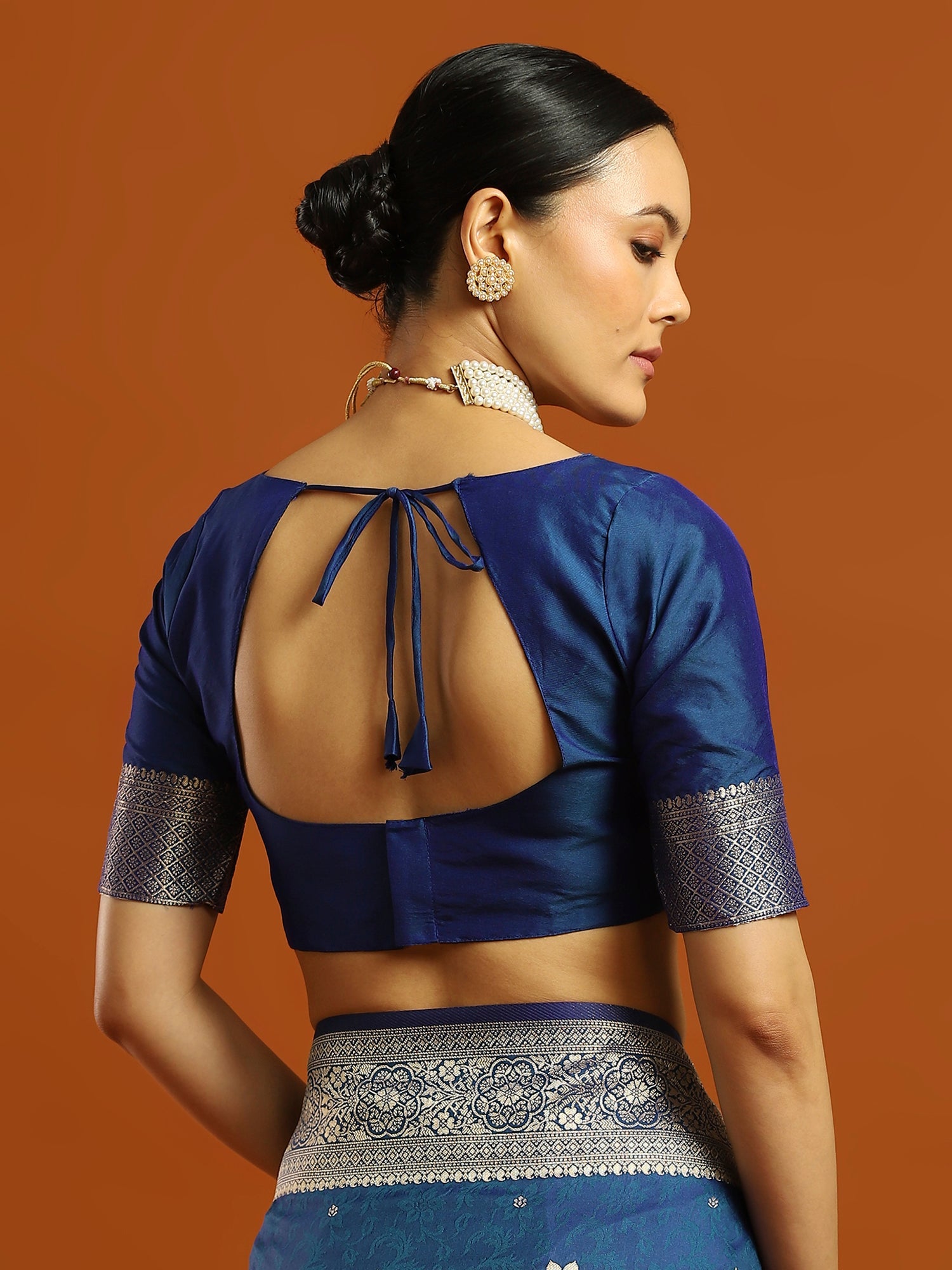 Royal Navy Blue Banarasi Silk Blend Saree - Ressa